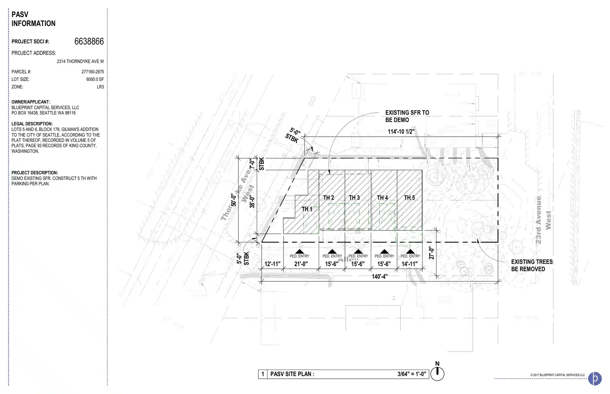 Site plan for 2314 Thorndyke Ave W