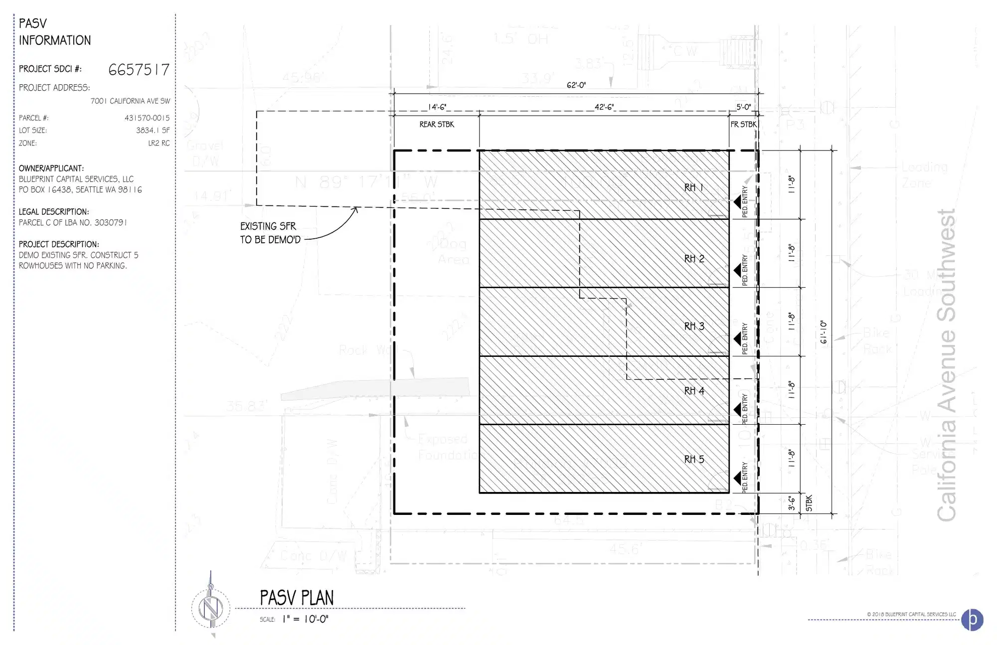 Site plan for 7007 California Ave SW