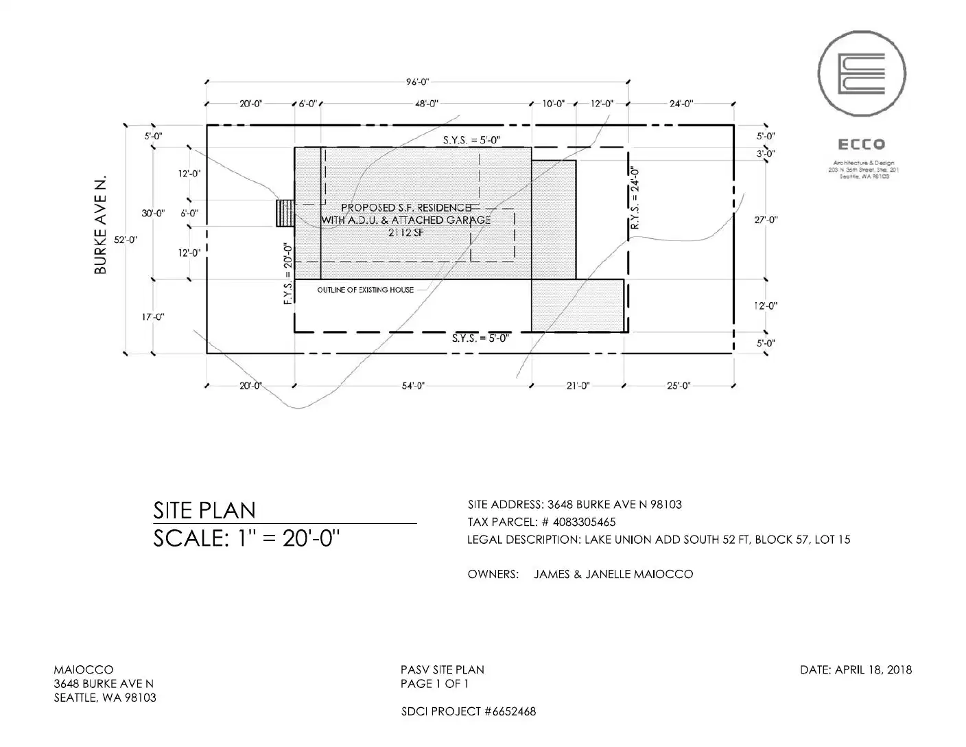 Site plan for 3648 Burke Ave N