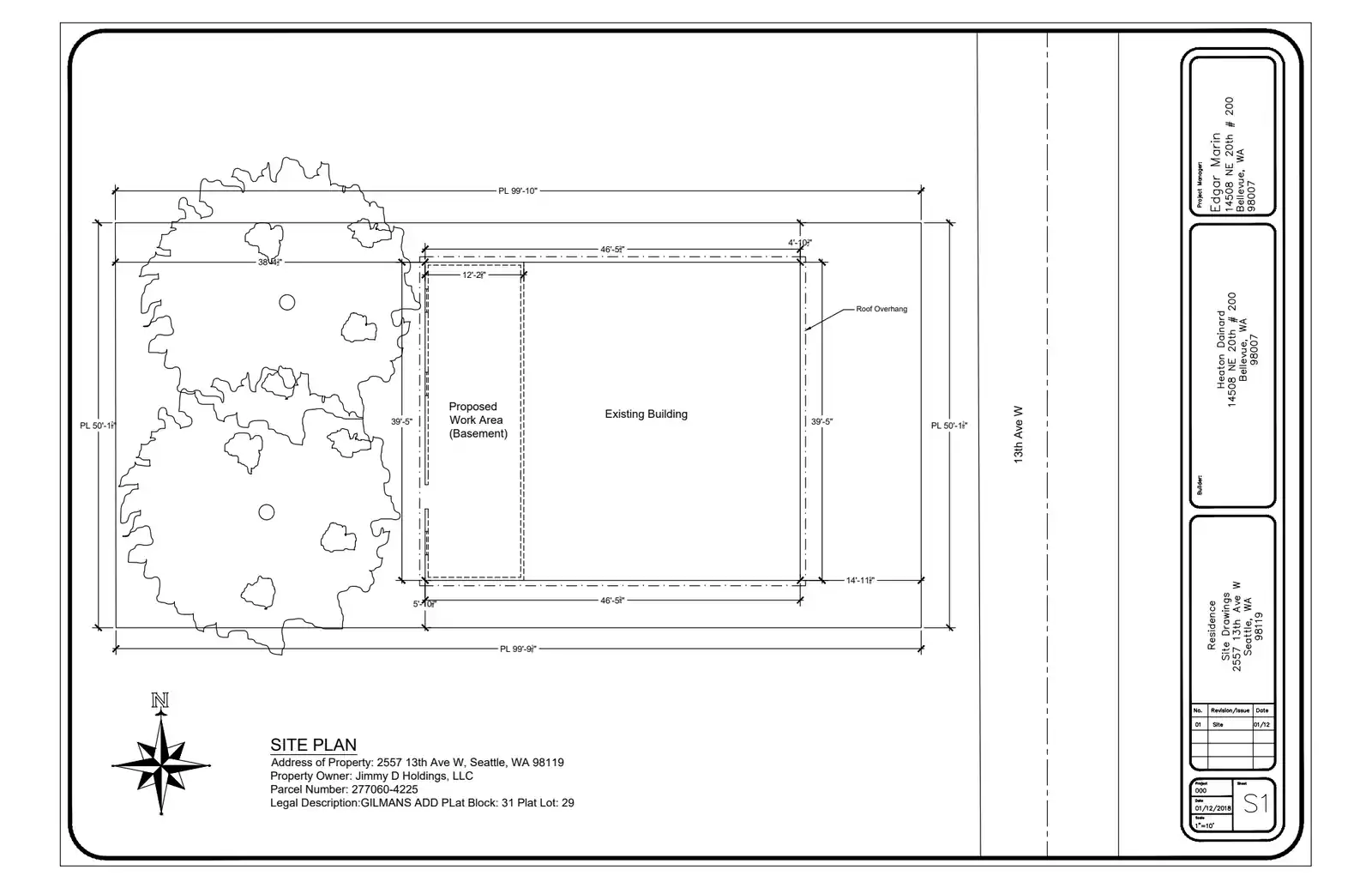 Site plan for 2557 13th Ave W