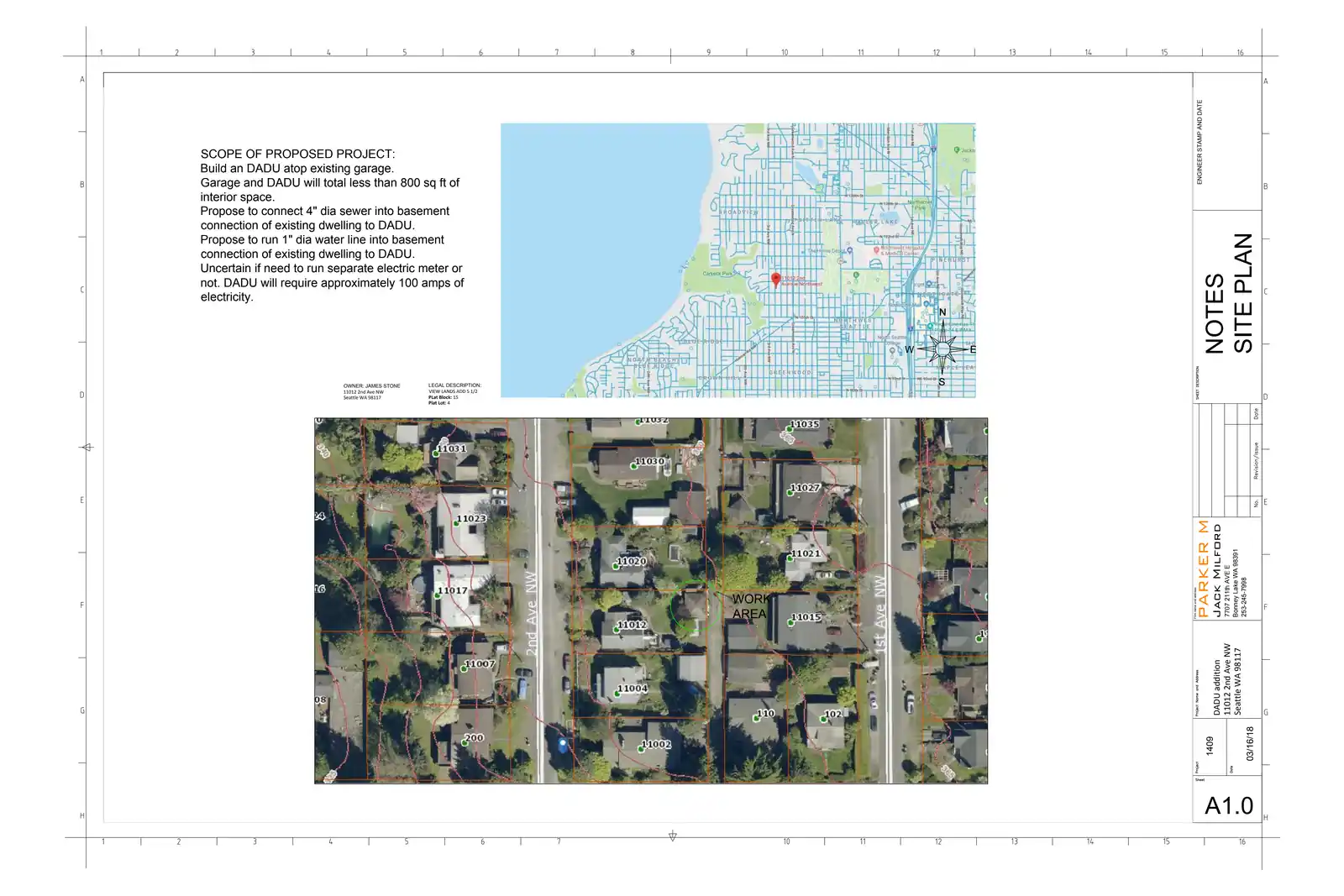 Site plan for 11012 2nd Ave NW