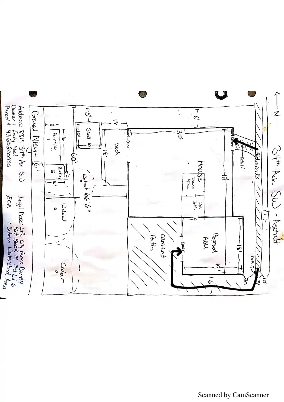 Site plan for 8815 34th Ave SW