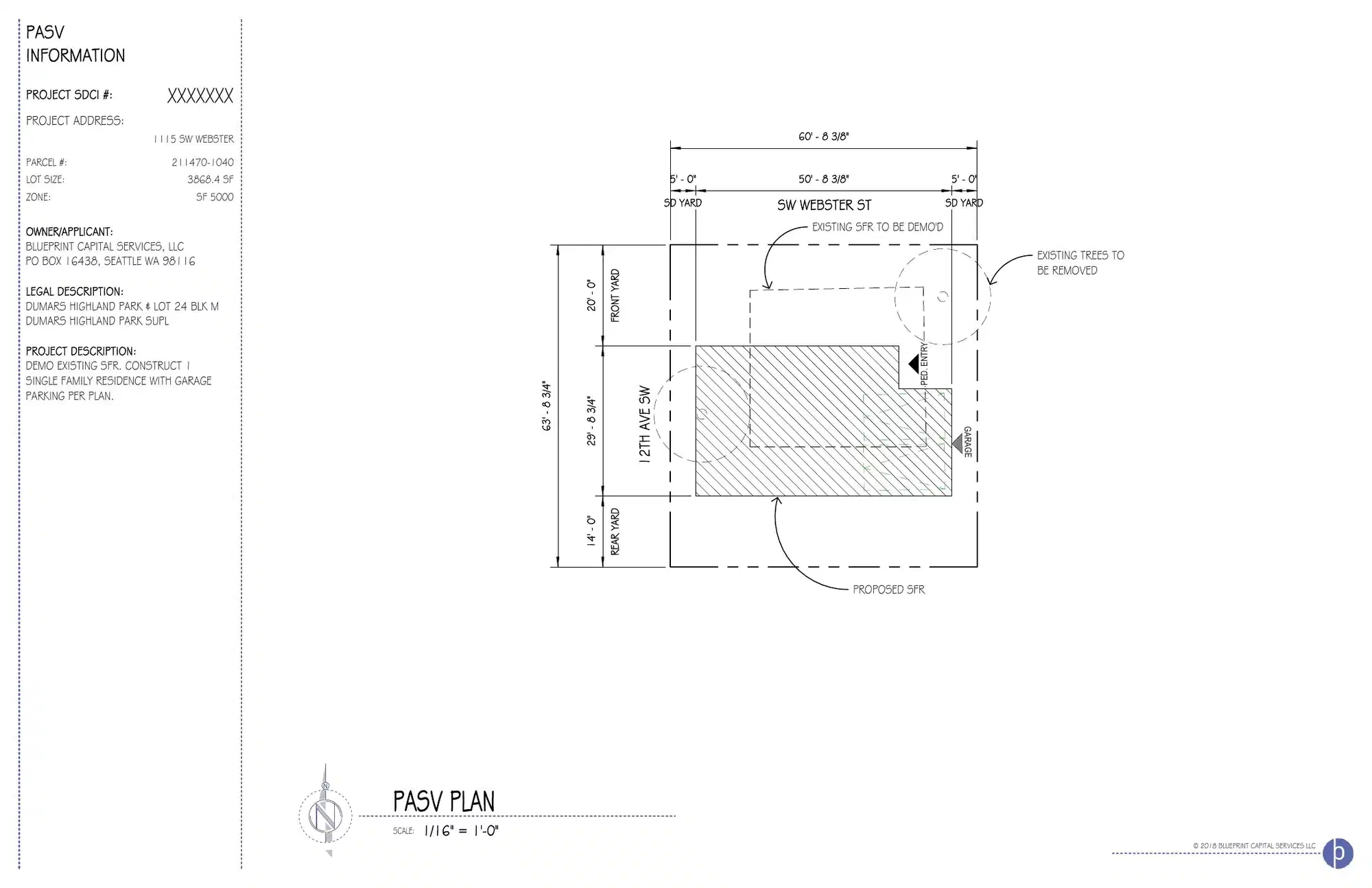 Site plan for 1115 SW Webster St