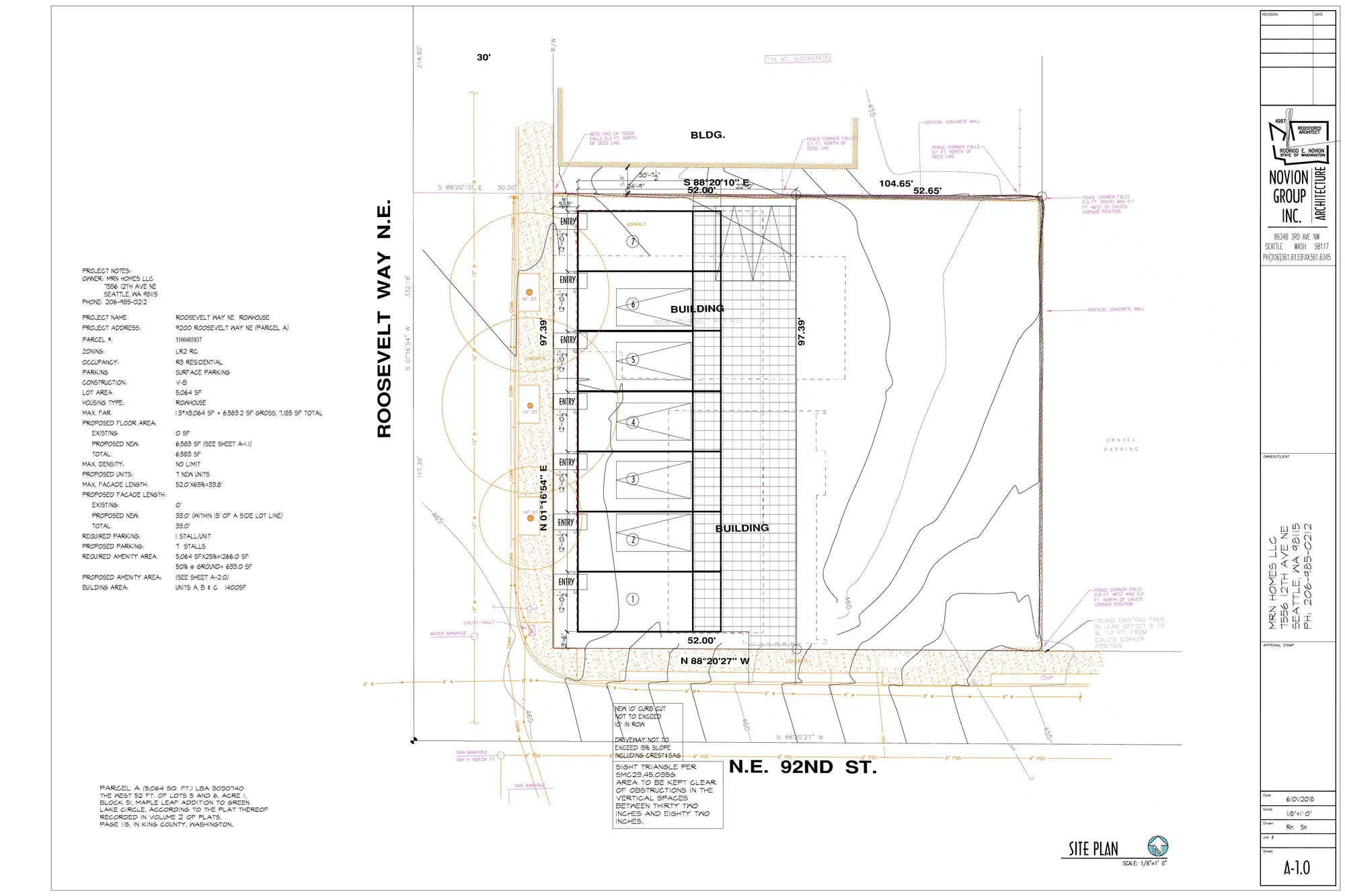 Site plan for 9200 Roosevelt Way NE