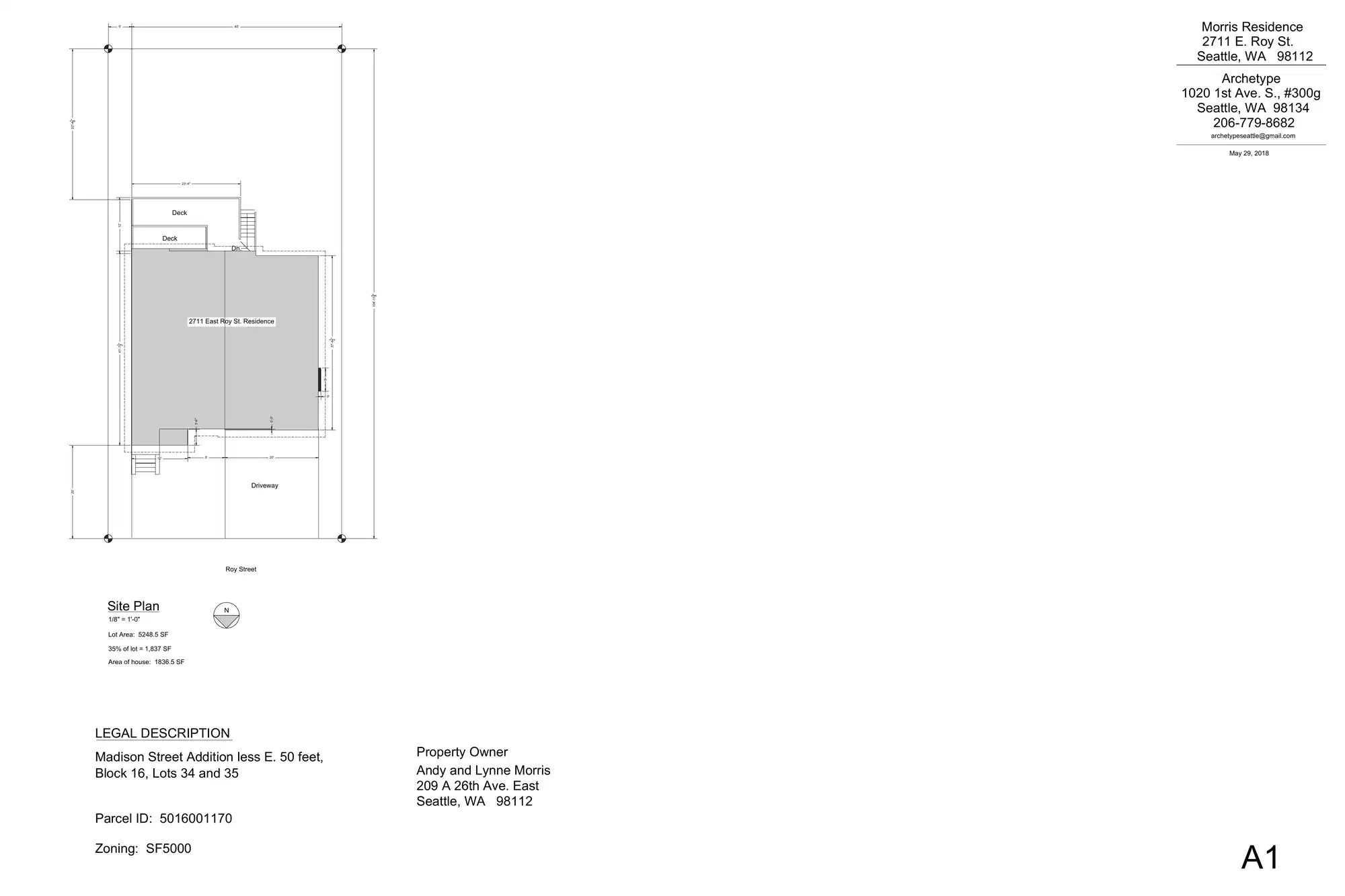 Site plan for 2711 E Roy St