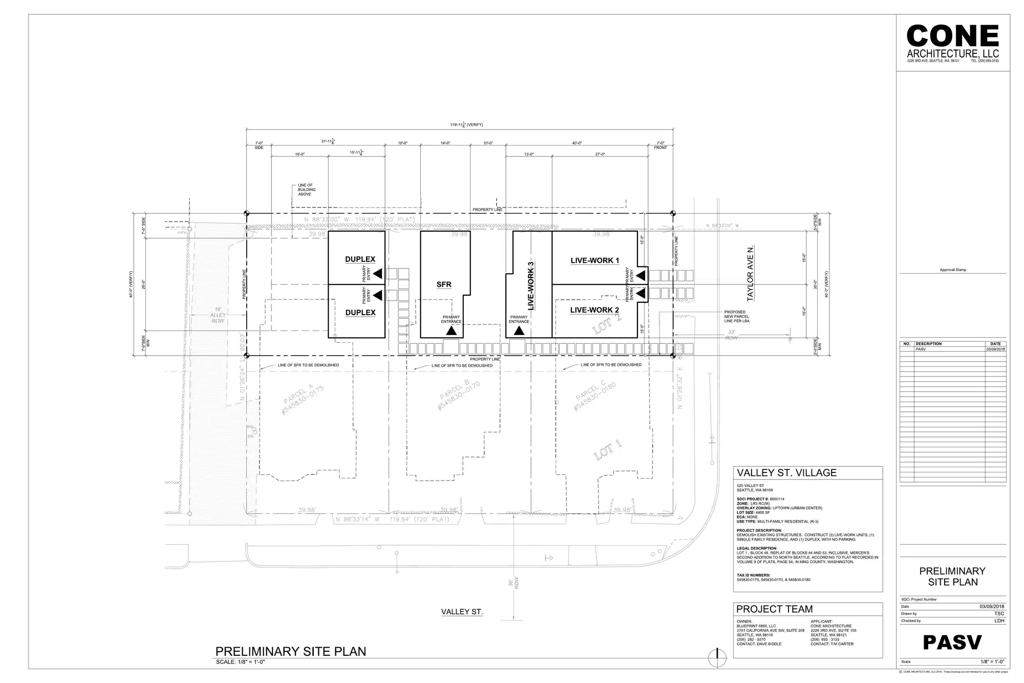 Site plan for 520 Valley St