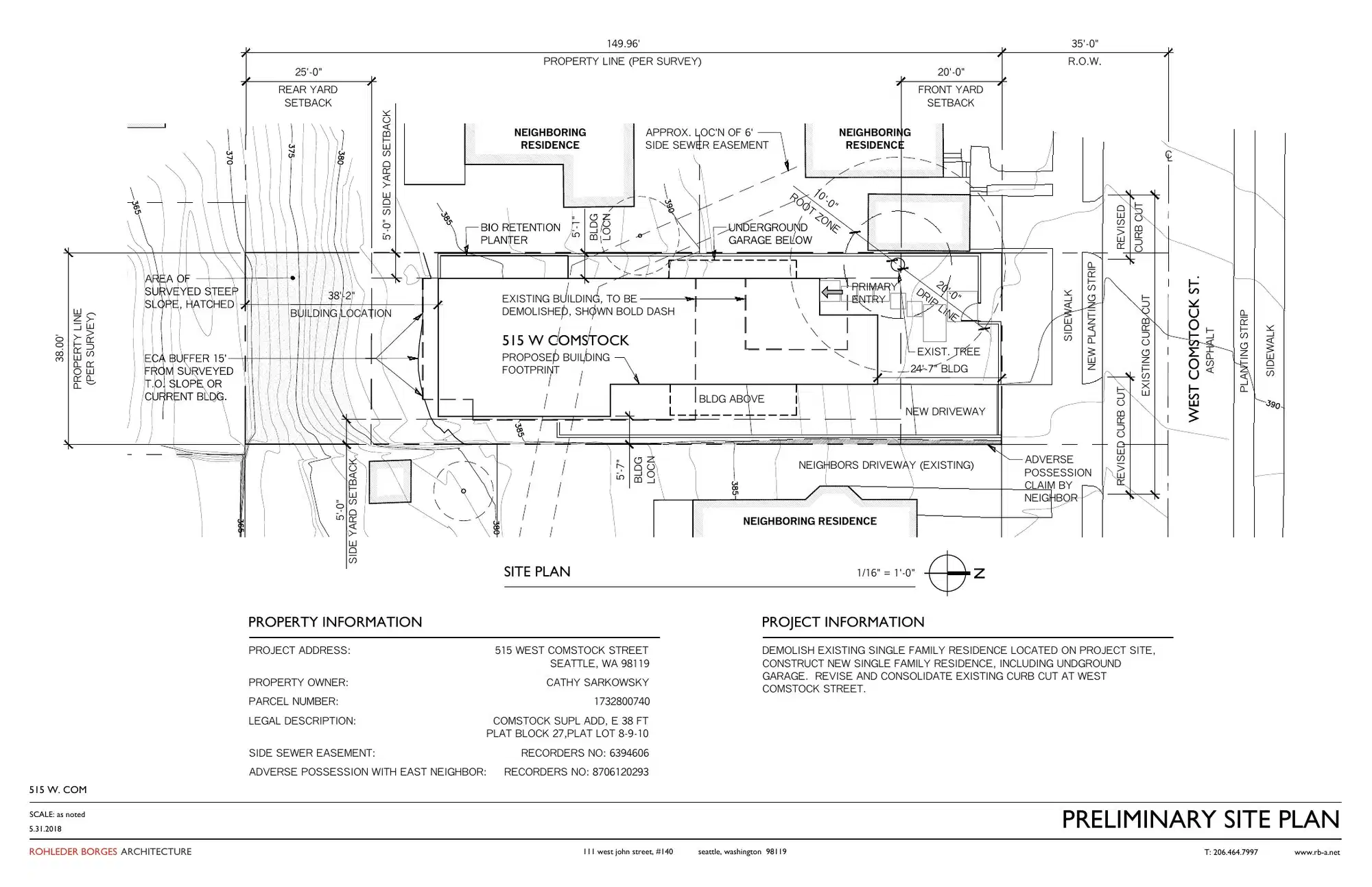 Site plan for 515 W Comstock St