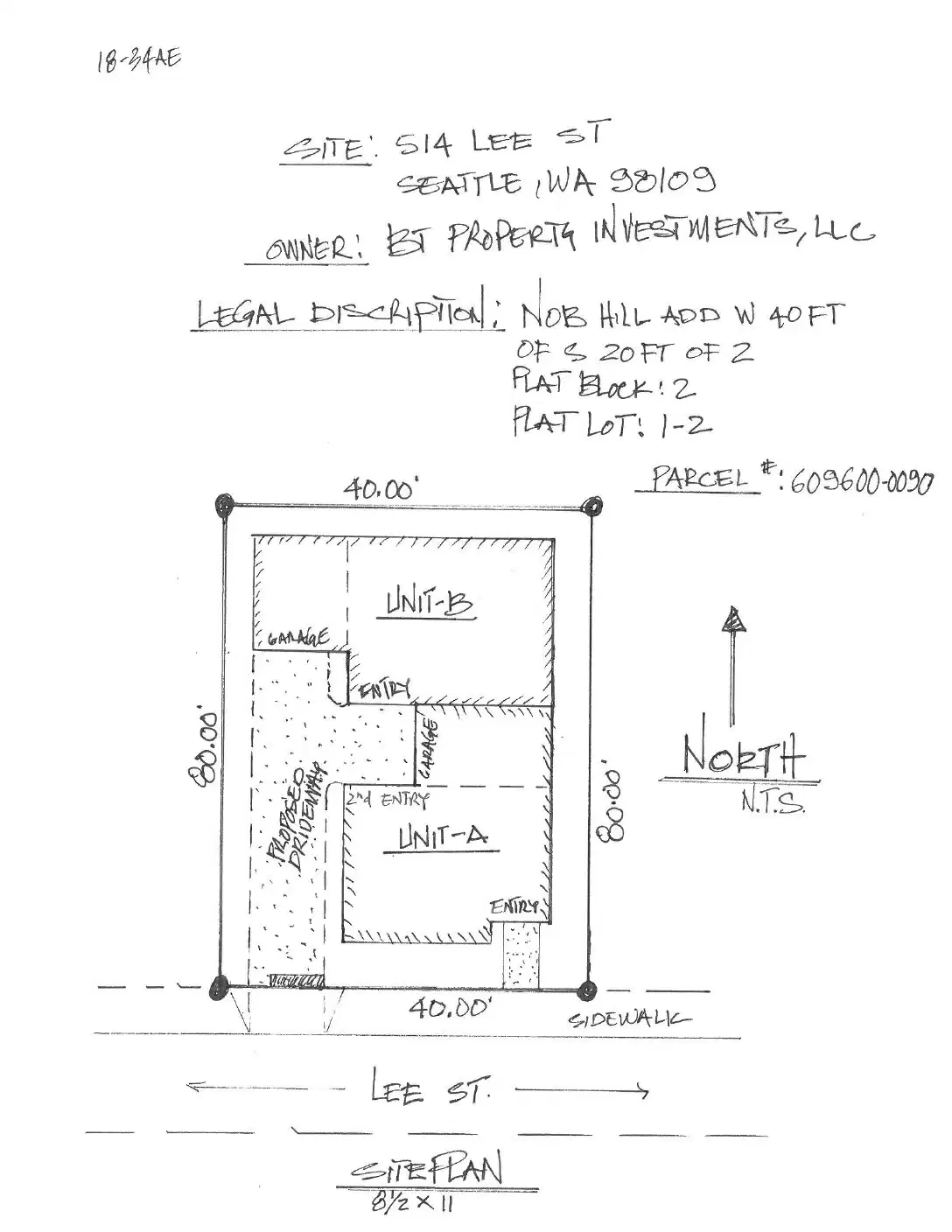 Site plan for 514 Lee St