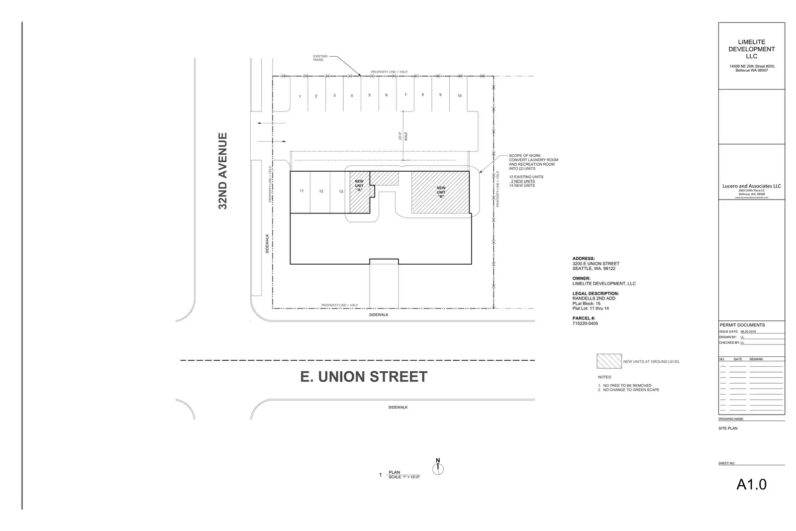 Site plan for 3200 E Union St
