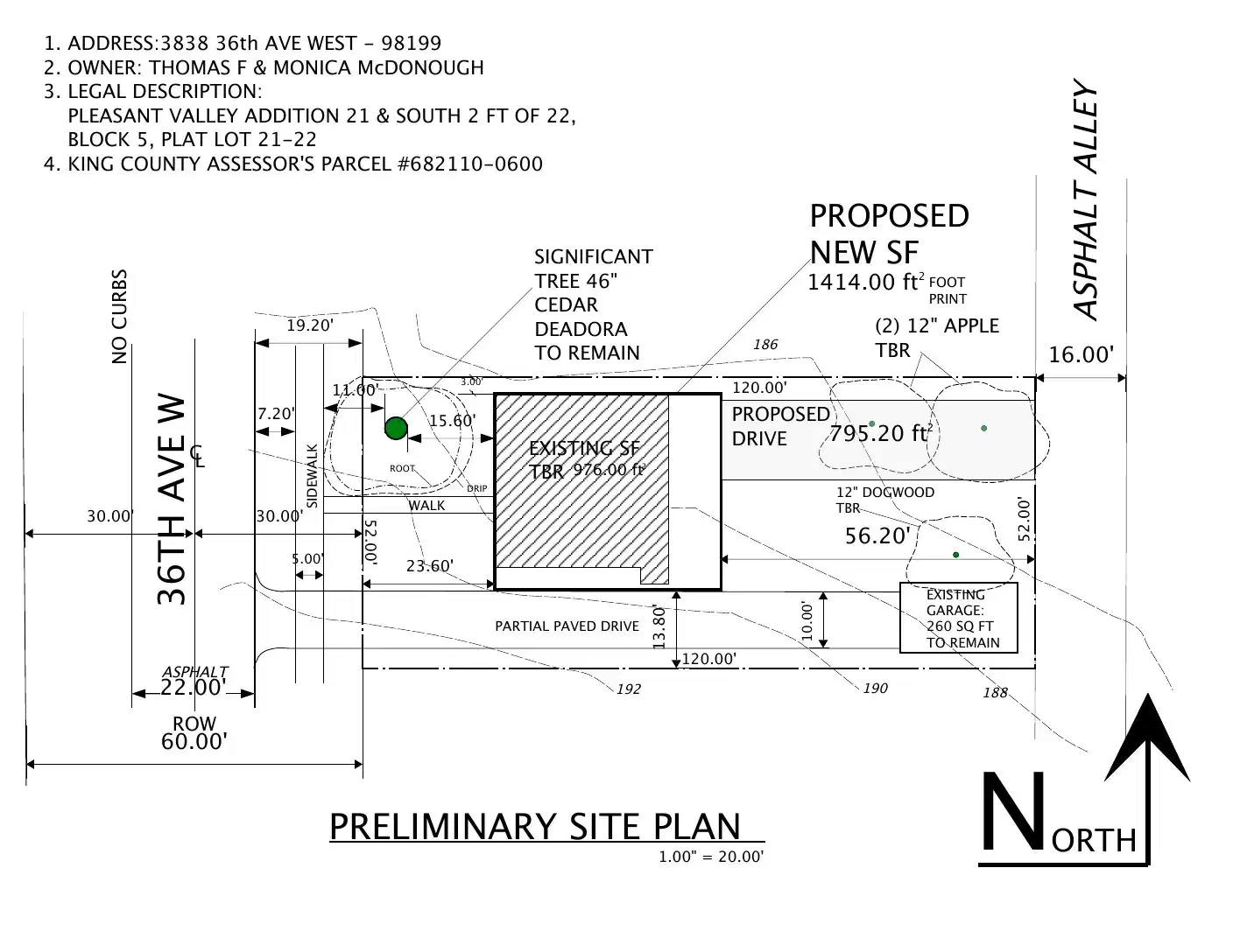 Site plan for 3838 36th Ave W