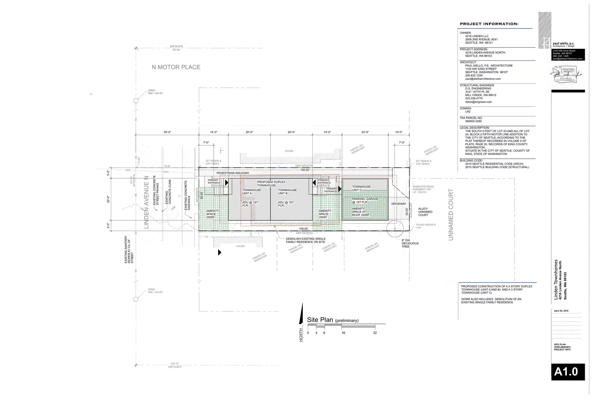 Site plan for 4216 C Linden Ave N