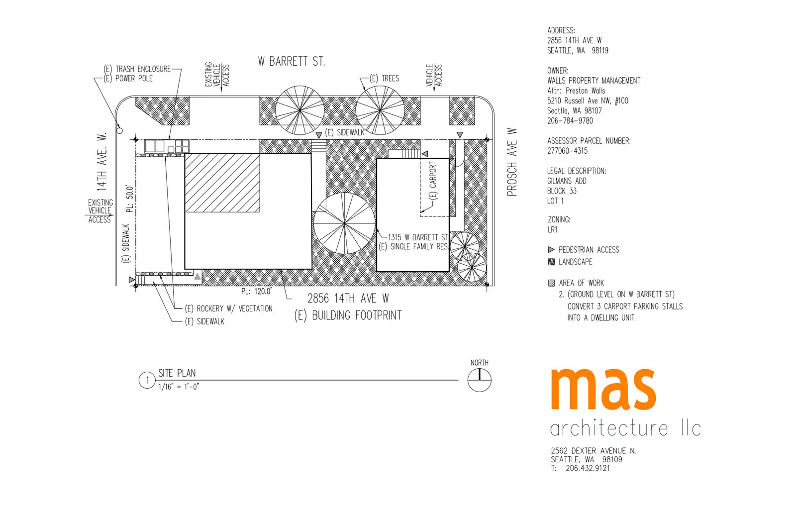 Site plan for 2856 14th Ave W