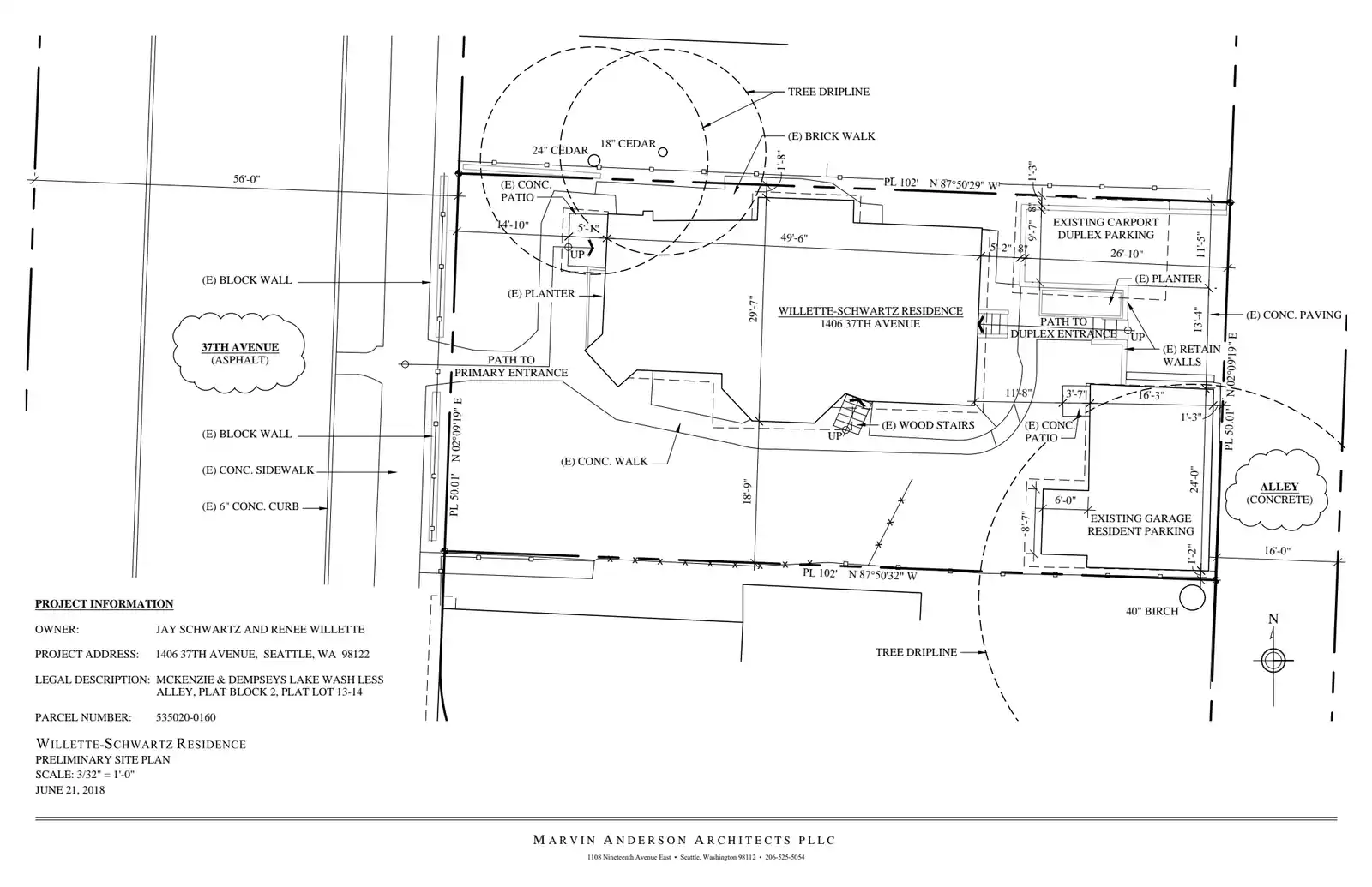 Site plan for 1406 37th Ave