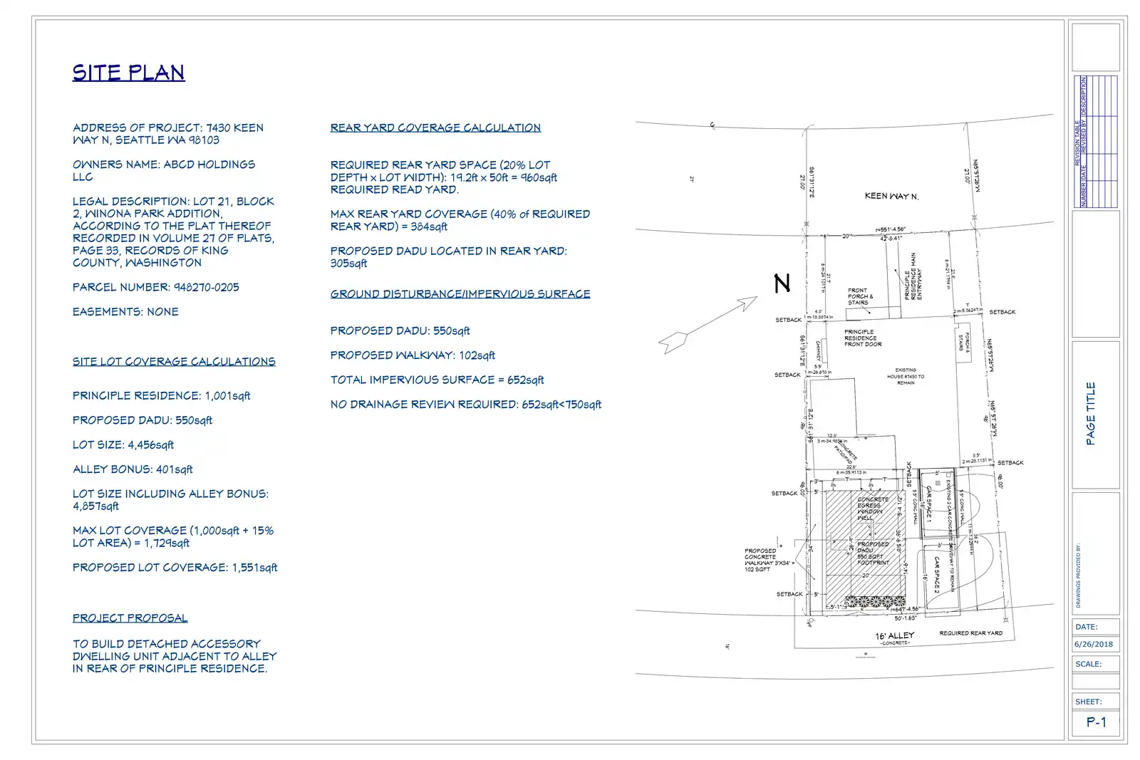 Site plan for 7430 Keen Way N