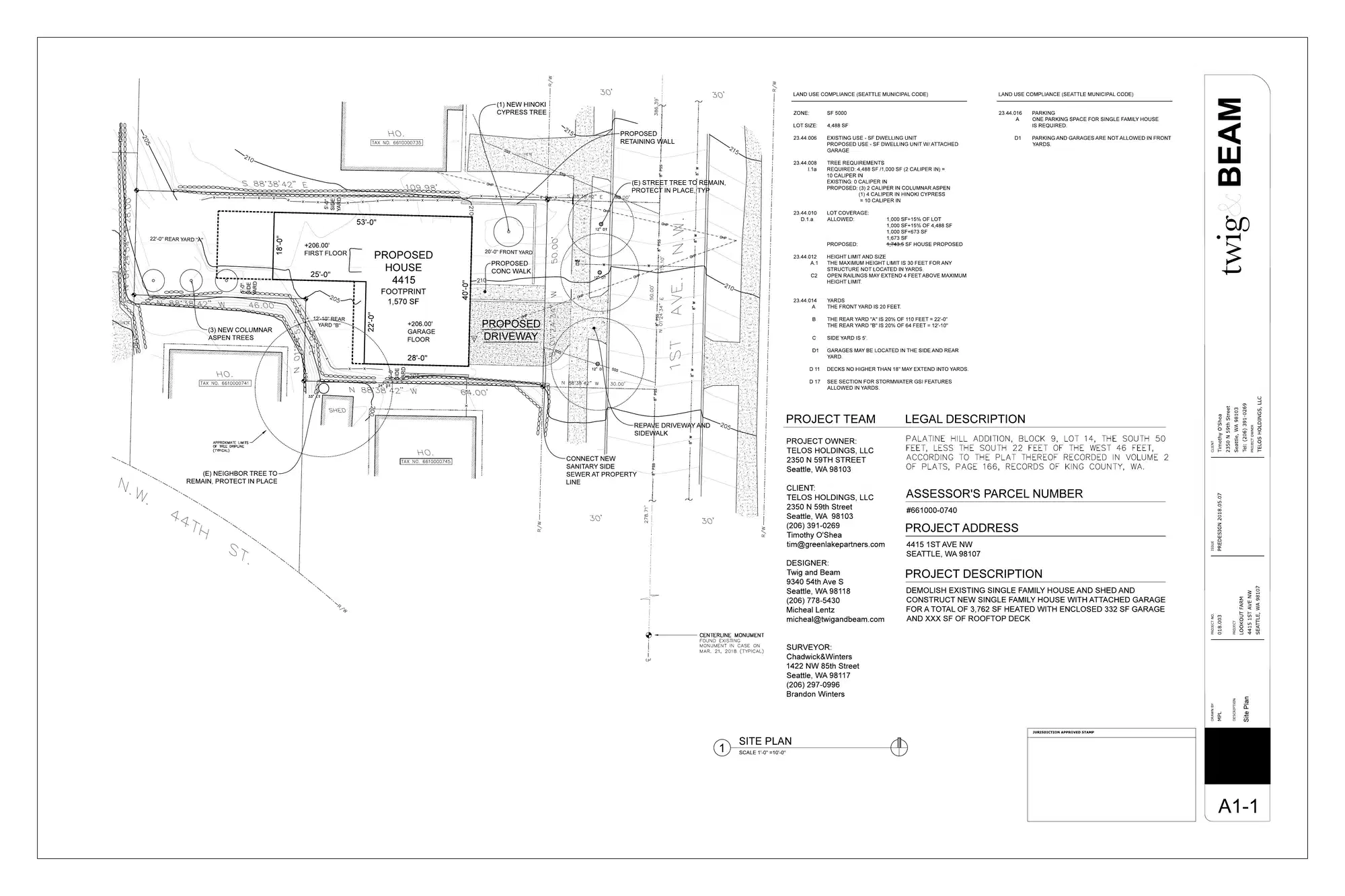 Site plan for 4415 1st Ave NW