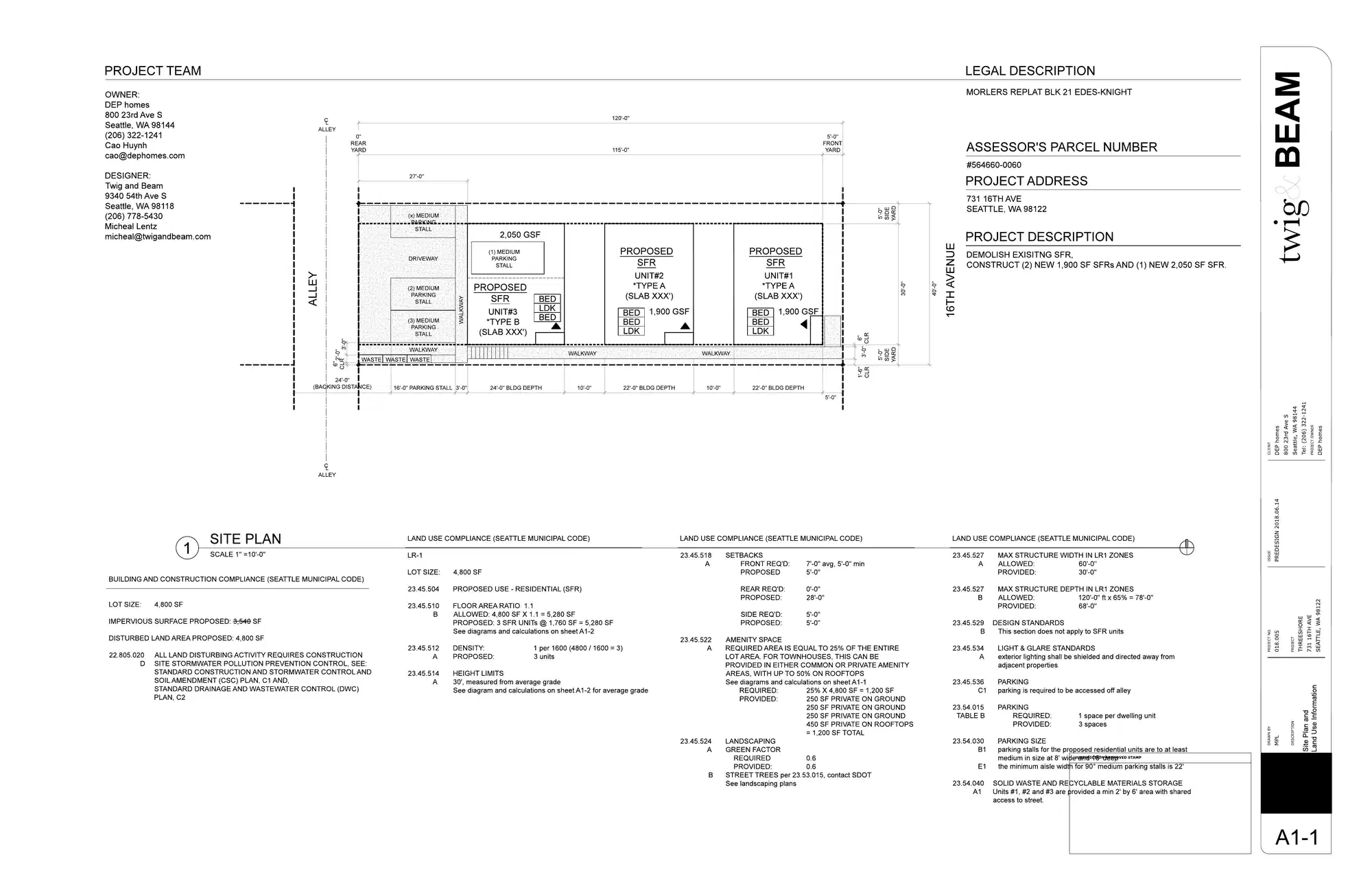 Site plan for 731 A 16th Ave