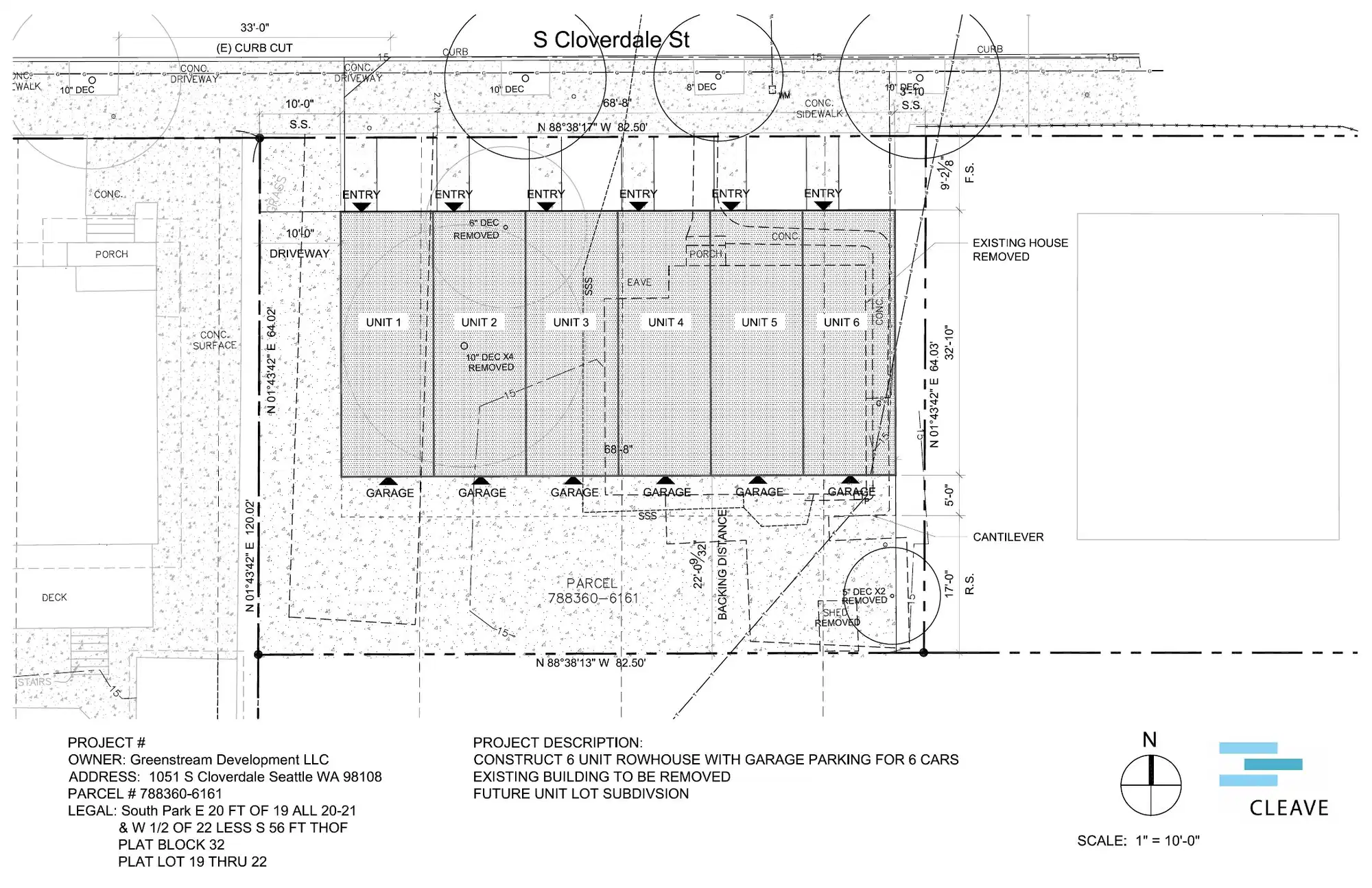 Site plan for 1051 S Cloverdale St