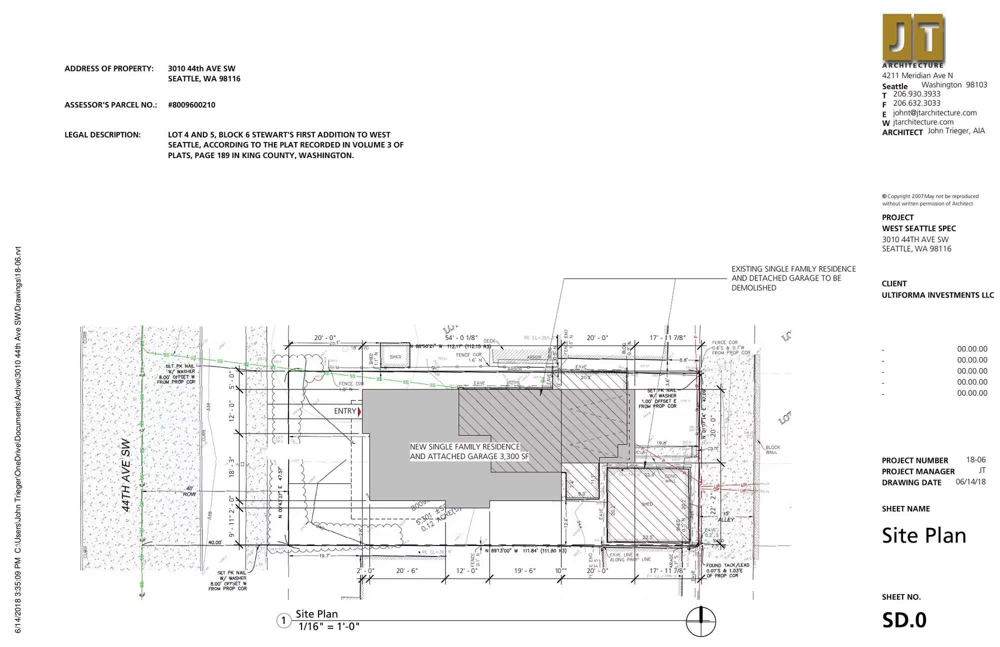 Site plan for 3010 44th Ave SW