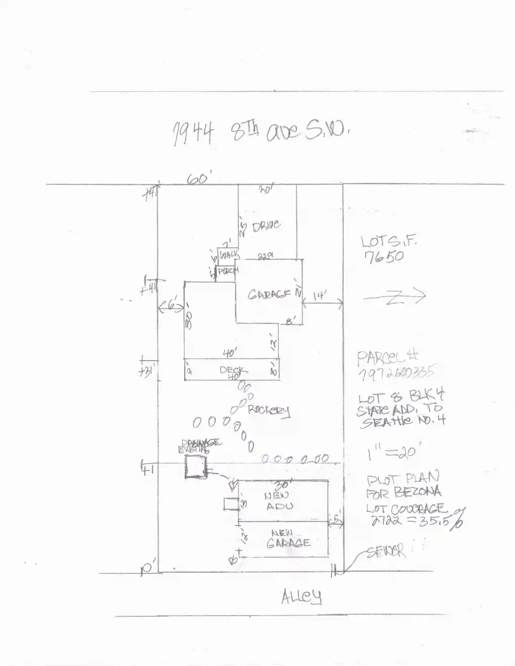 Site plan for 7944 8th Ave SW