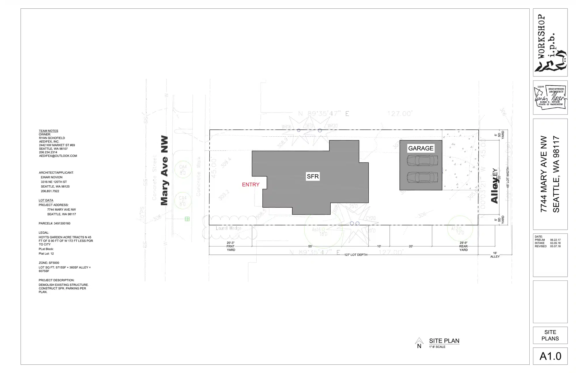 Site plan for 7744 Mary Ave NW