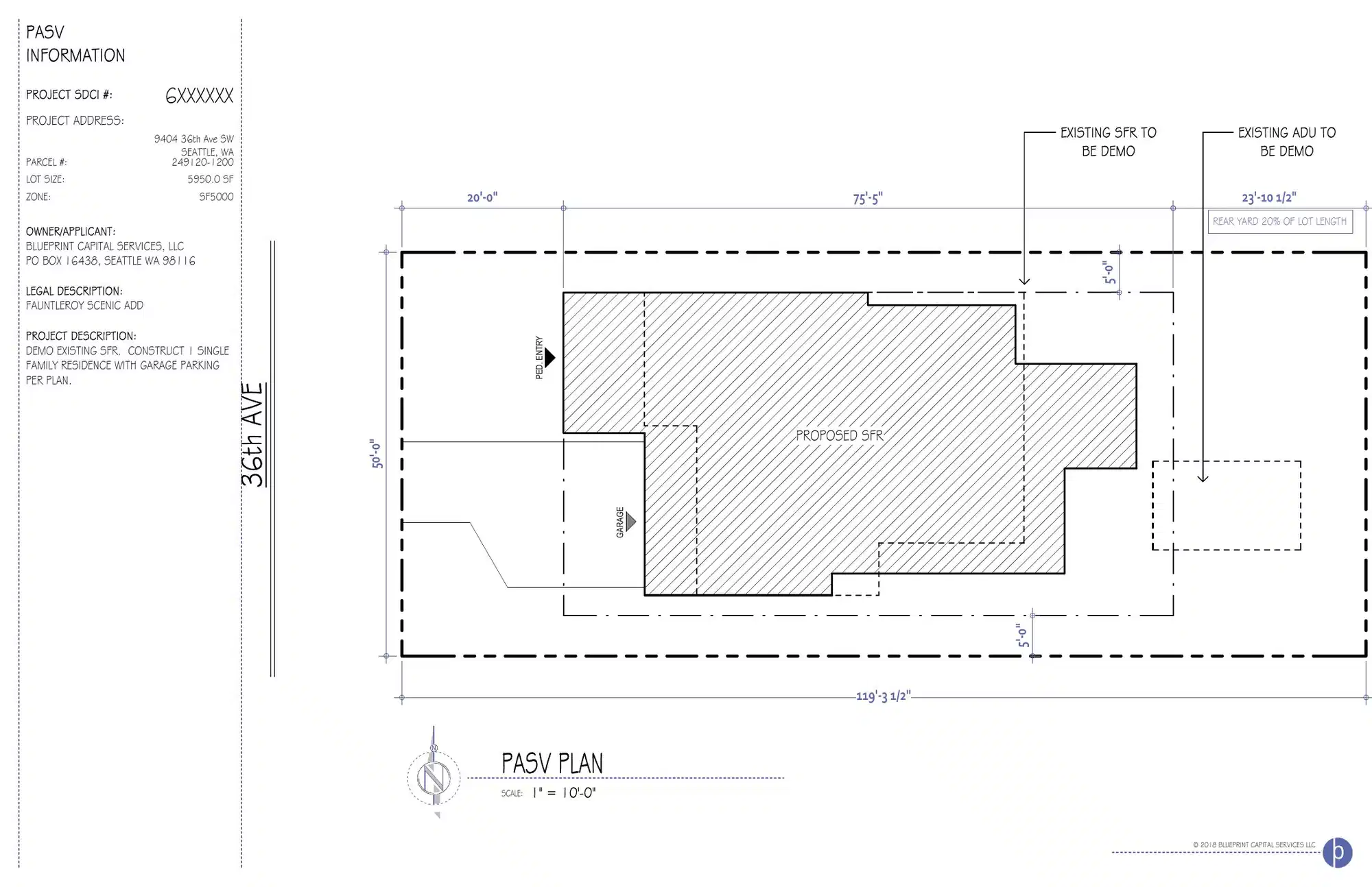 Site plan for 9404 36th Ave SW