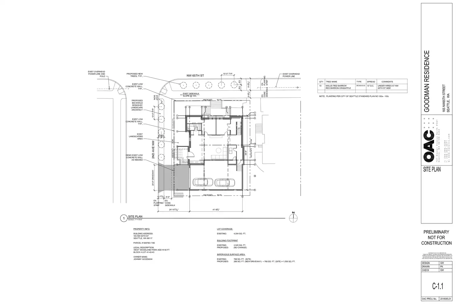 Site plan for 169 NW 65th St