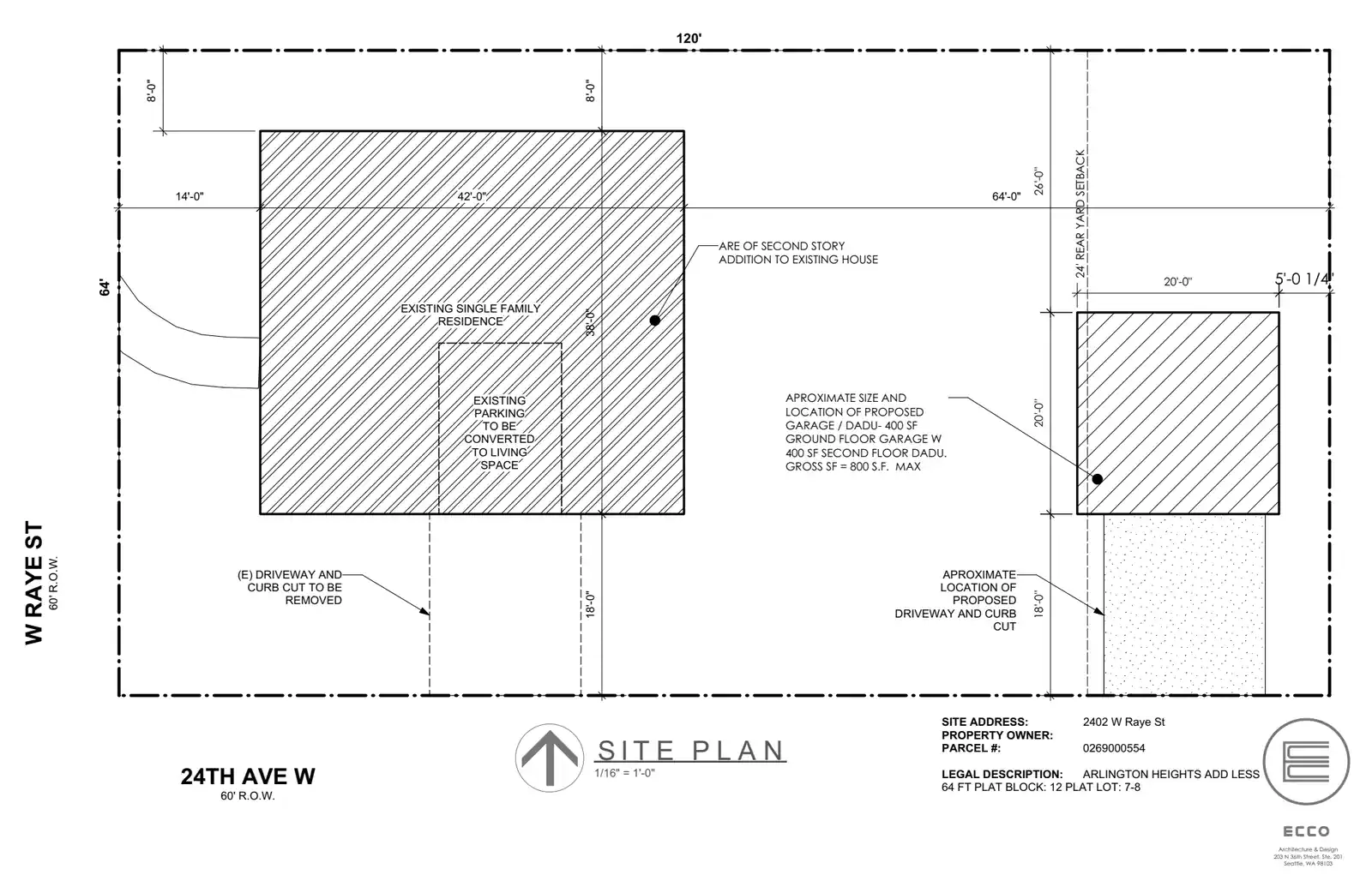 Site plan for 2402 W Raye St
