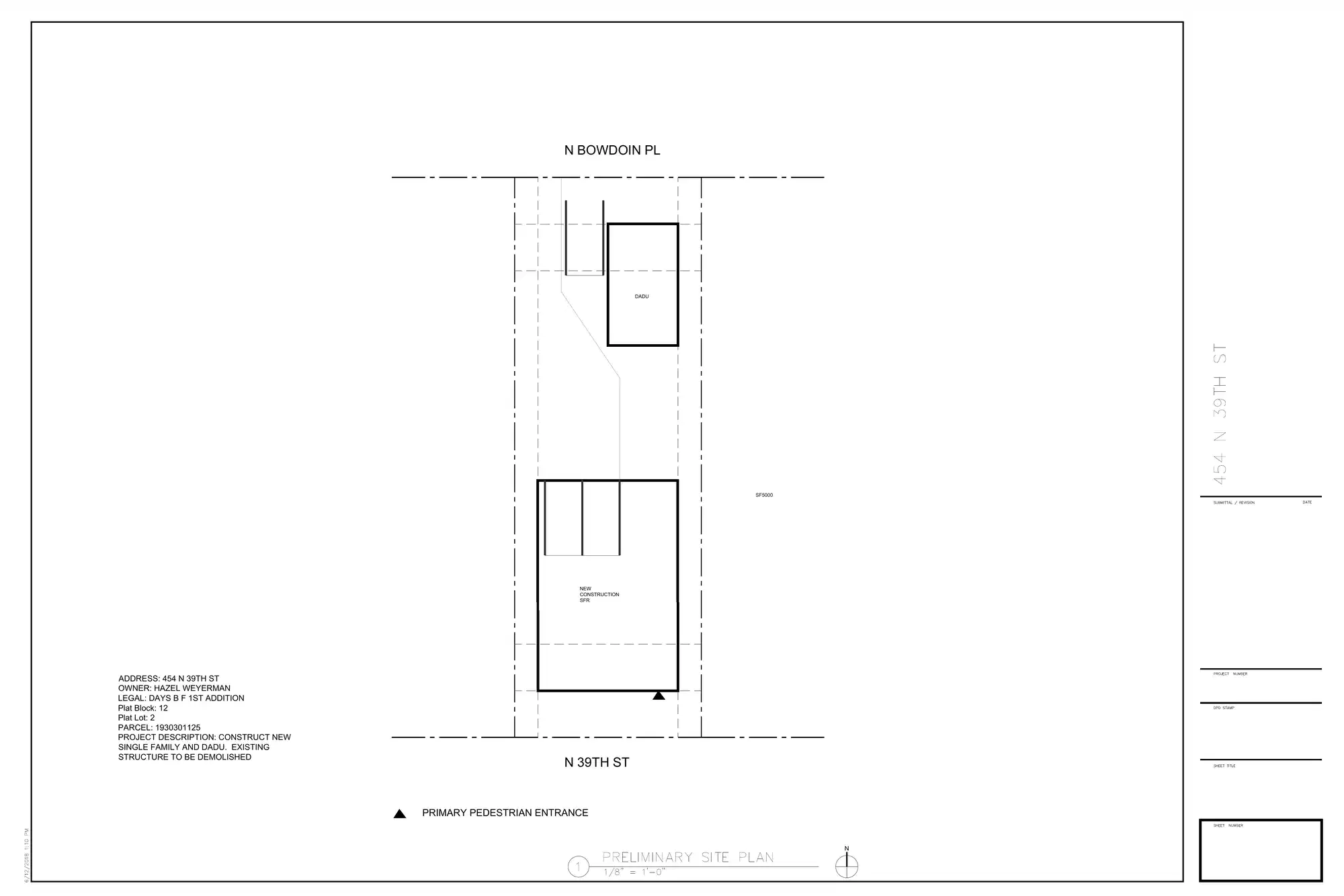 Site plan for 454 N 39th St