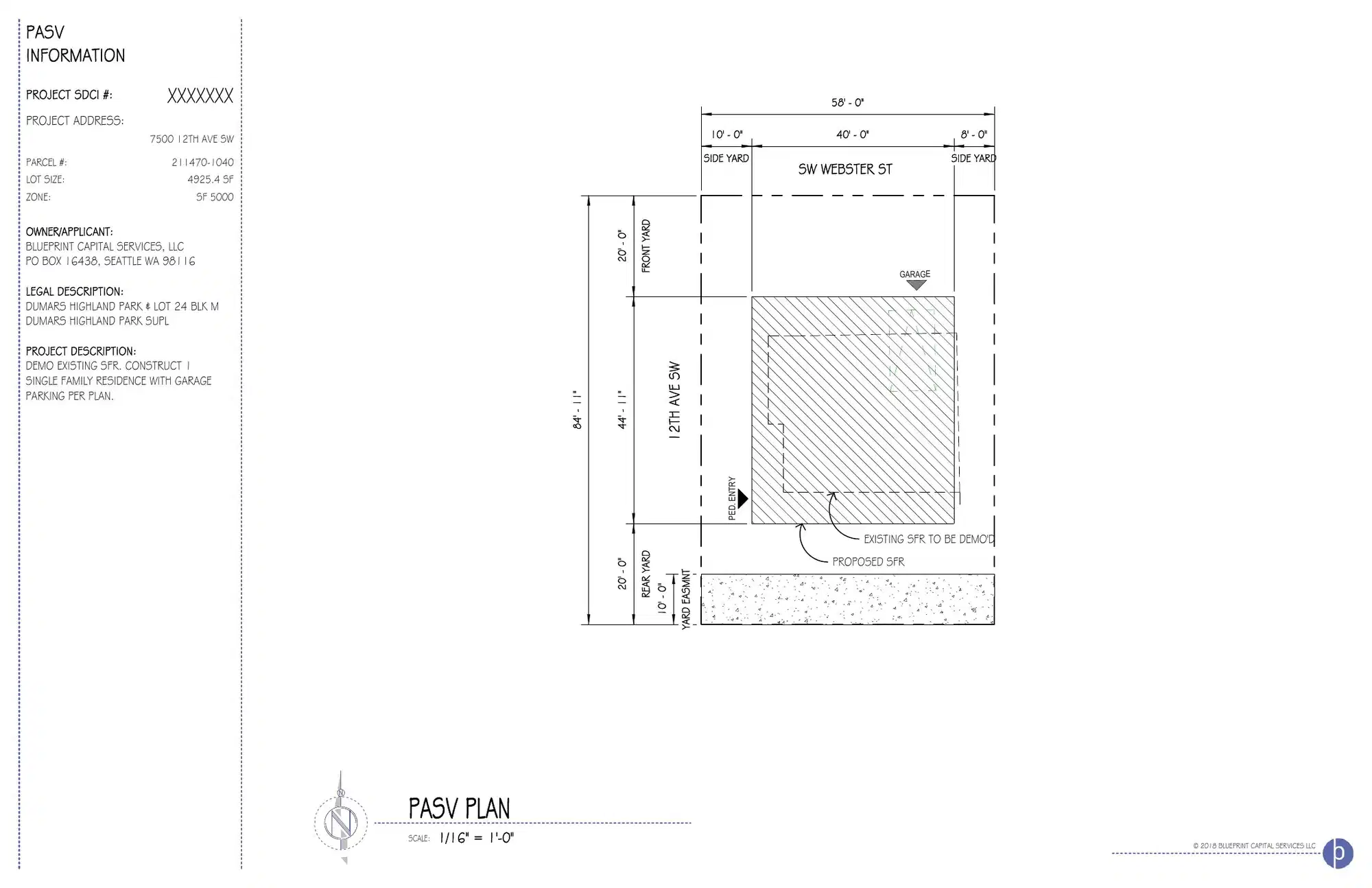 Site plan for 7508 12th Ave SW