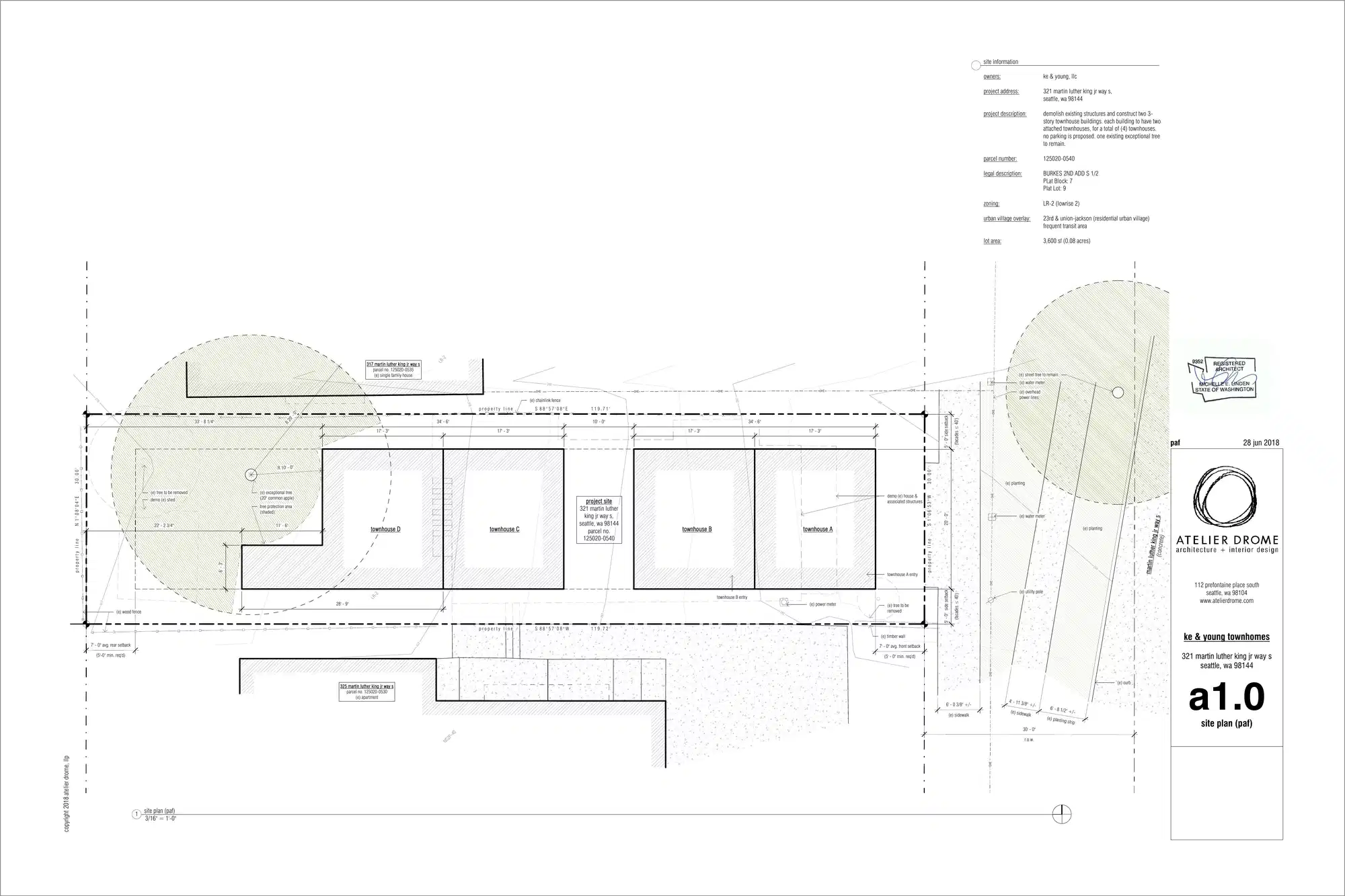 Site plan for 321 M L King Jr Way S