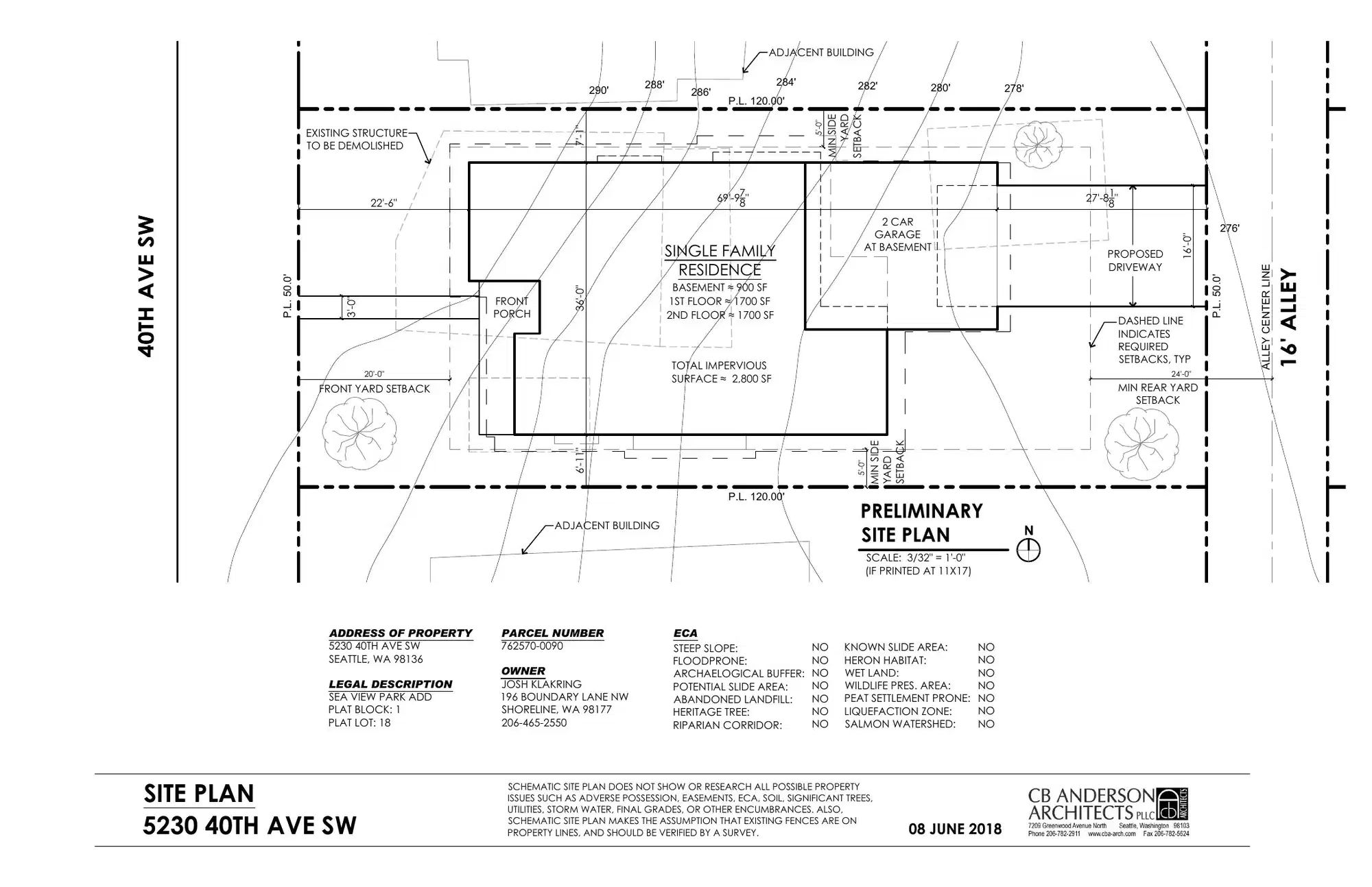 Site plan for 5230 40th Ave SW