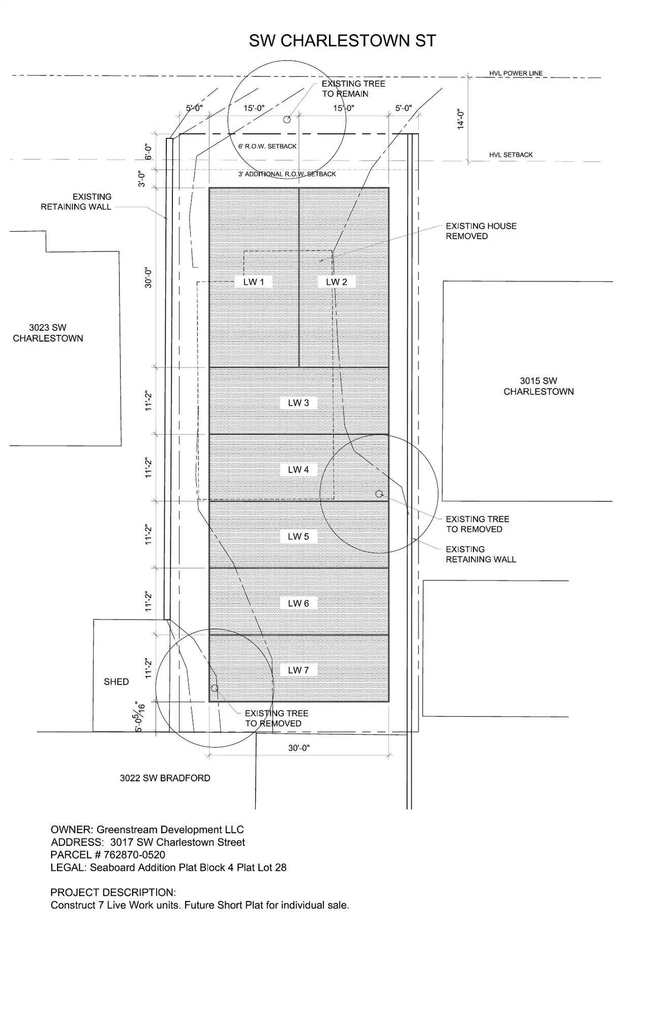 Site plan for 3017 SW Charlestown St