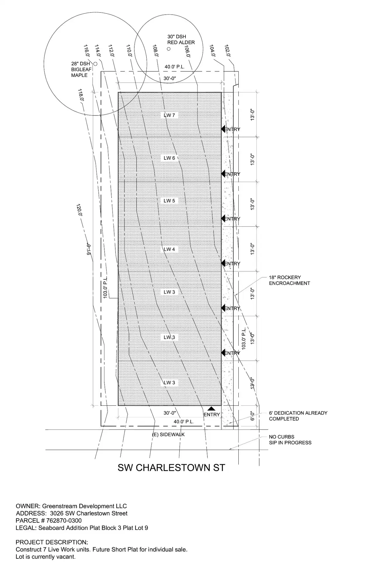 Site plan for 3026 SW Charlestown St