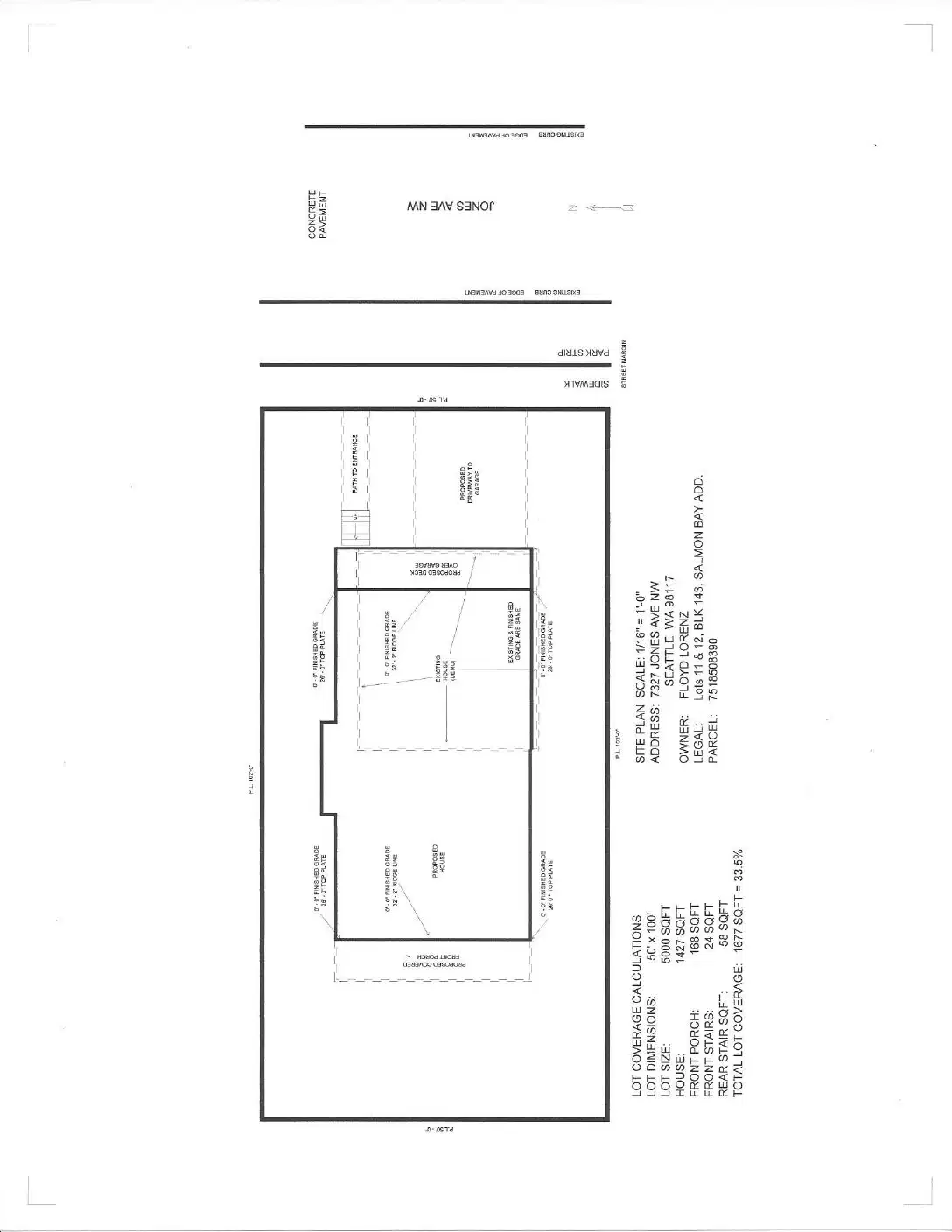 Site plan for 7327 Jones Ave NW