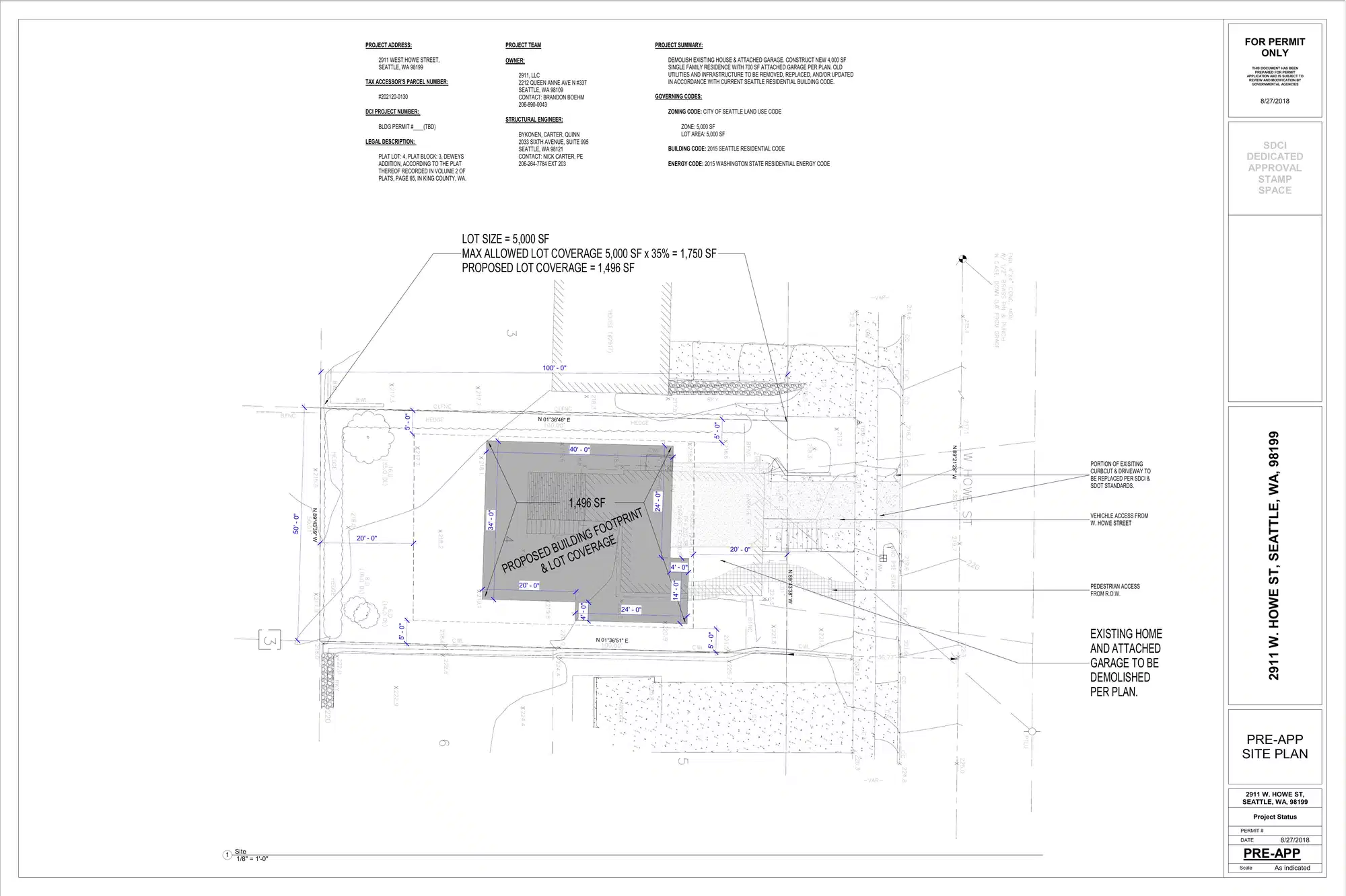 Site plan for 2911 W Howe St