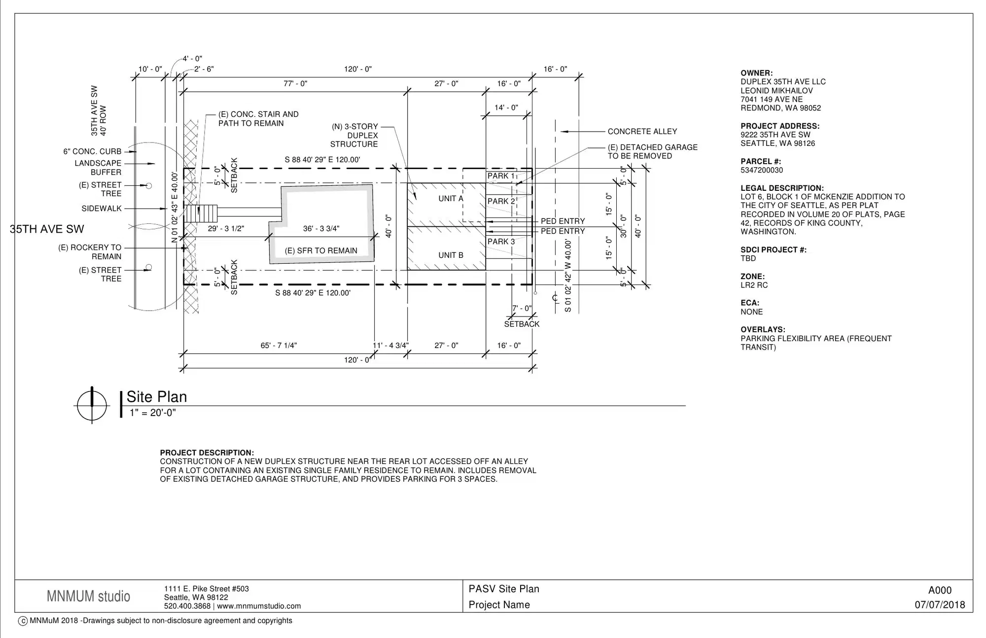 Site plan for 9220 35th Ave SW