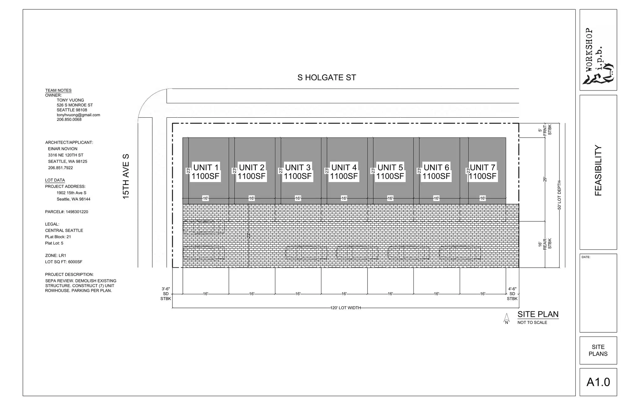 Site plan for 1501 S Holgate St