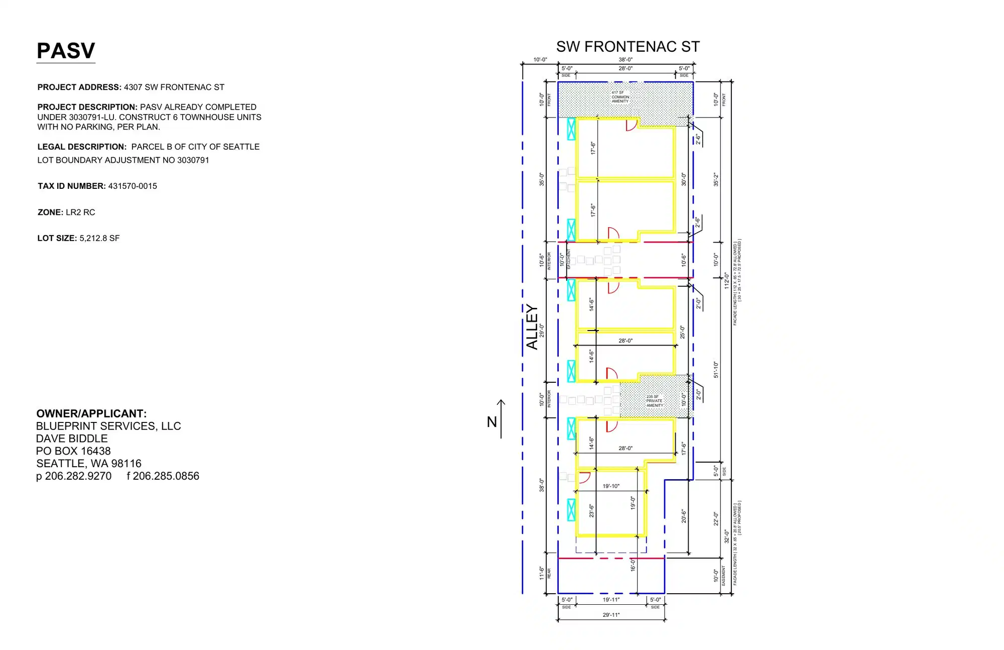 Site plan for 4307 SW Frontenac St