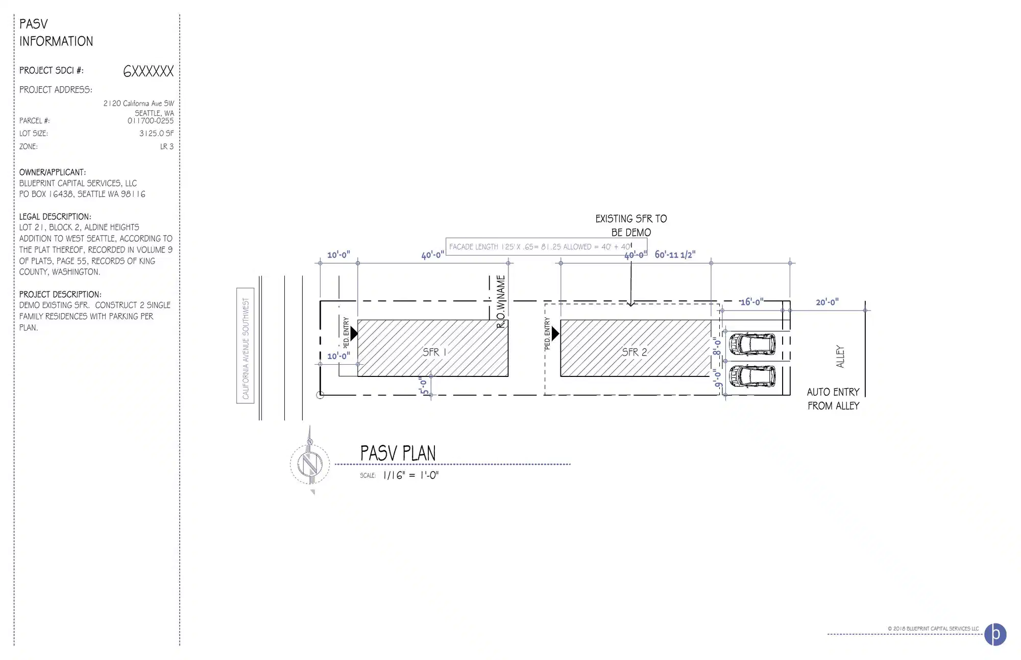 Site plan for 2122 California Ave SW