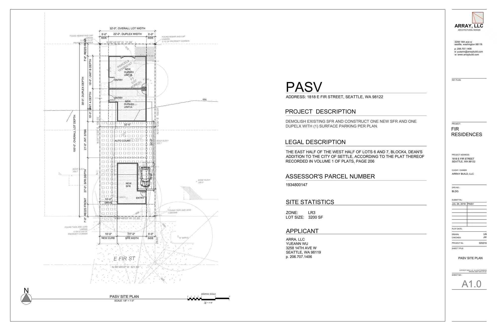 Site plan for 1822 E Fir St