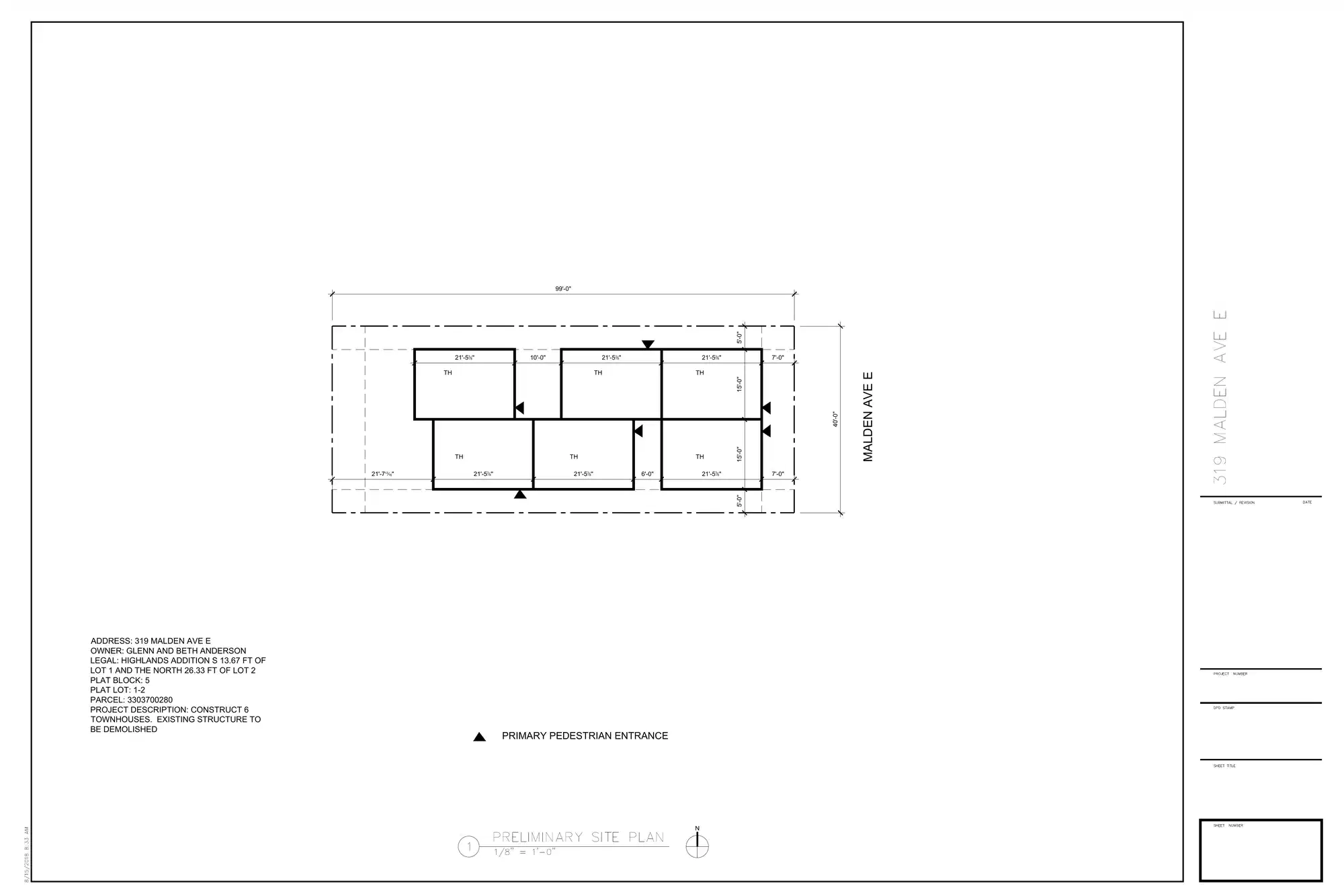 Site plan for 319 Malden Ave E