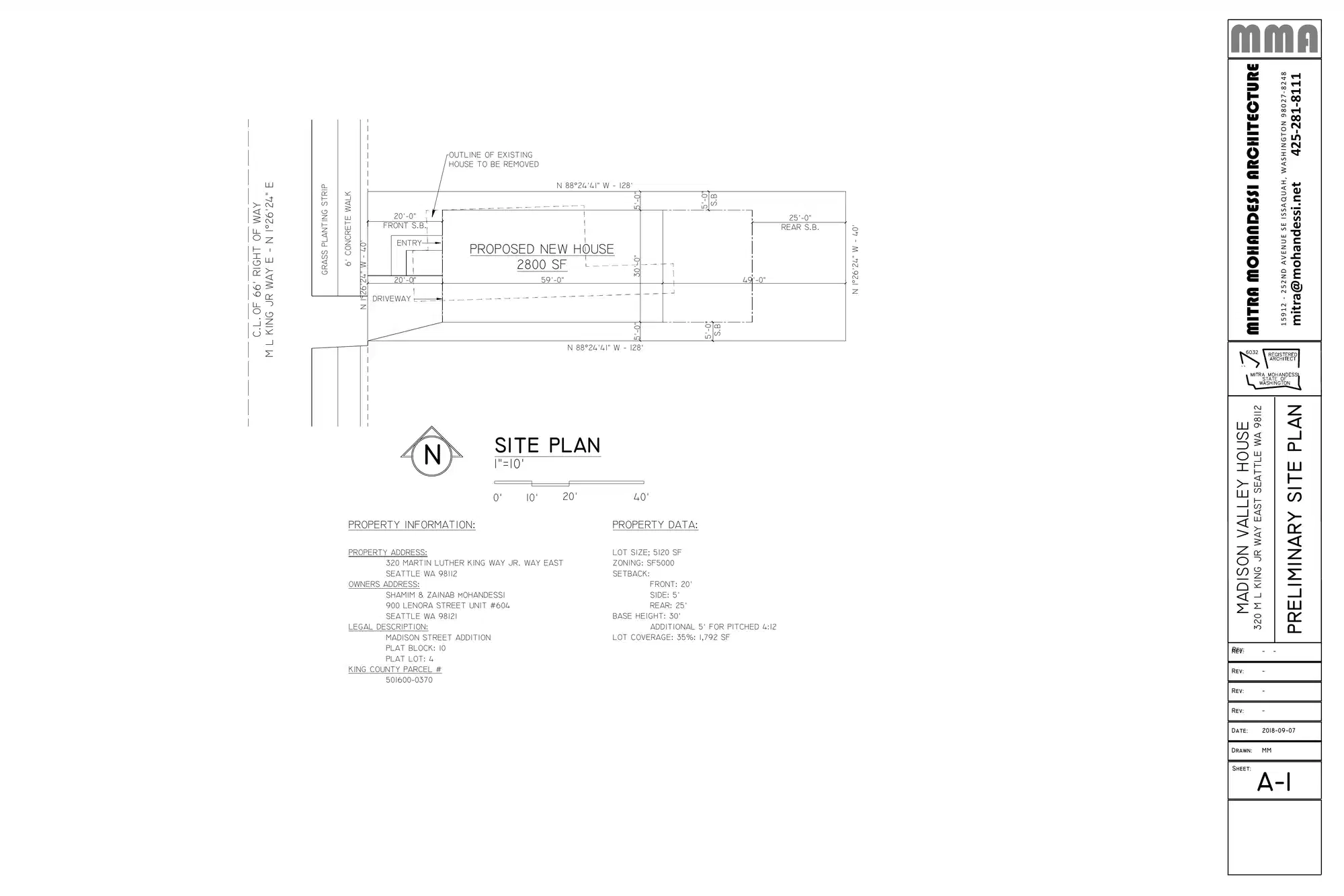 Site plan for 320 M L King Jr Way E