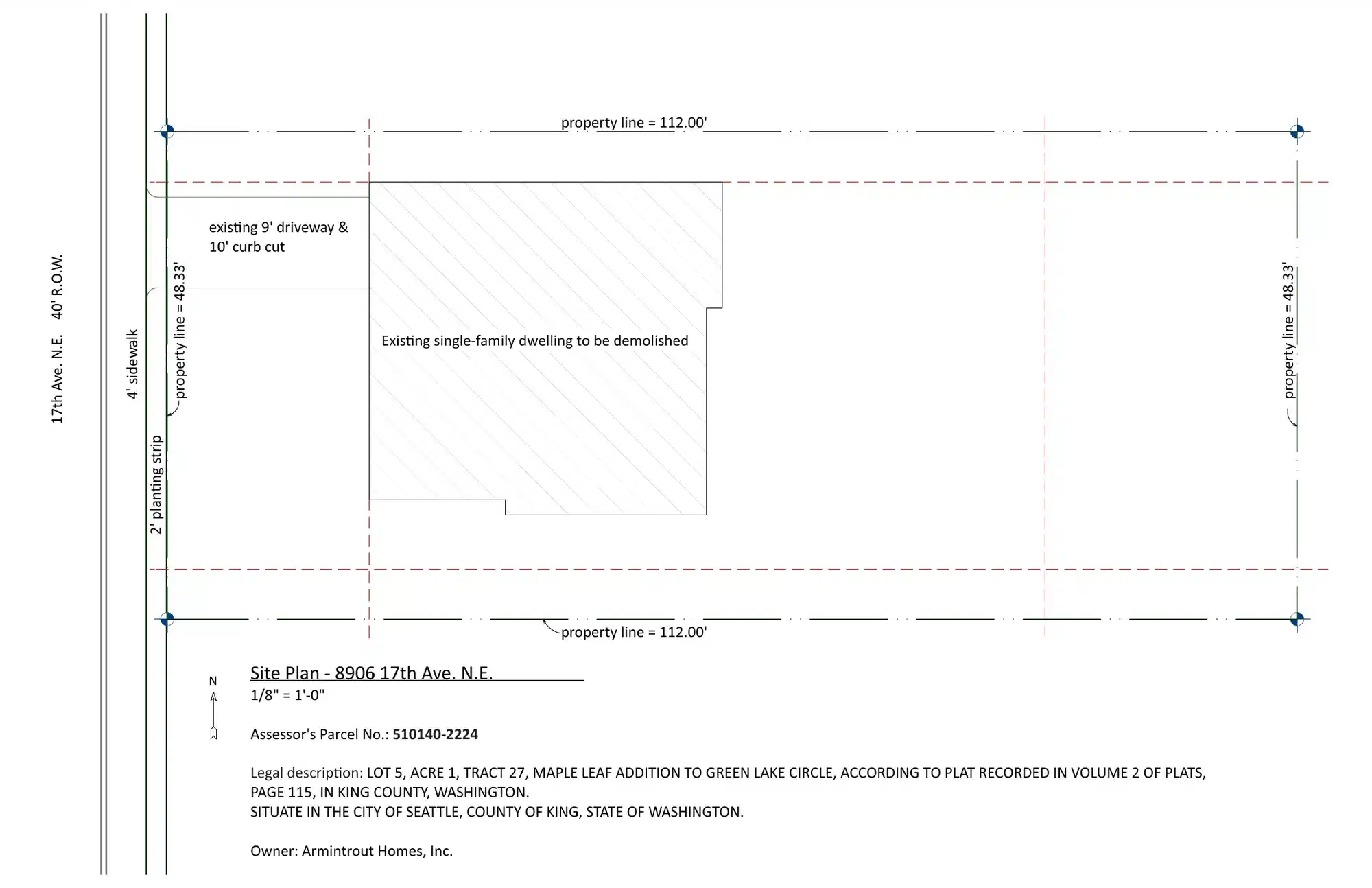 Site plan for 8906 17th Ave NE