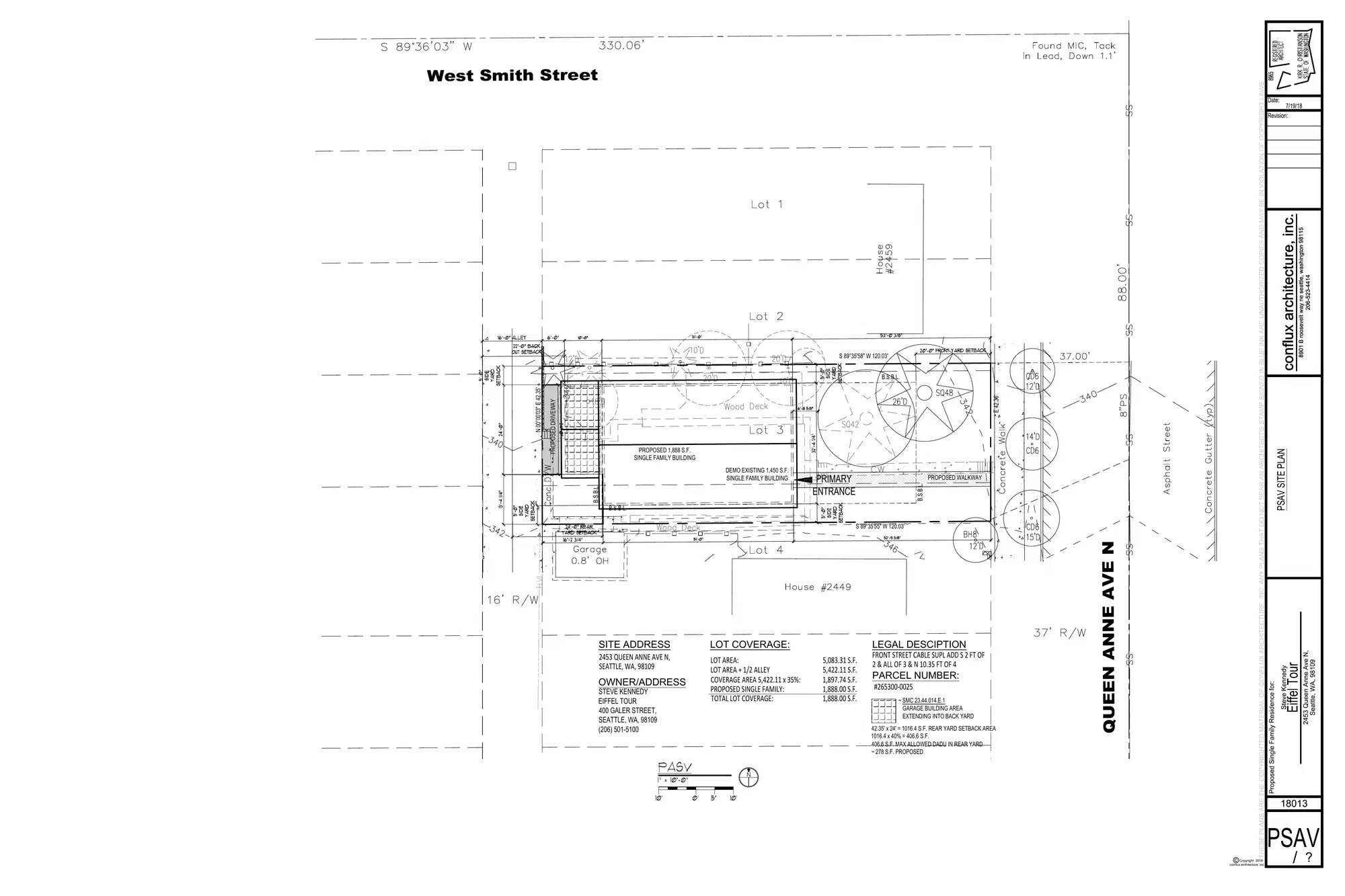 Site plan for 2453 Queen Anne Ave N