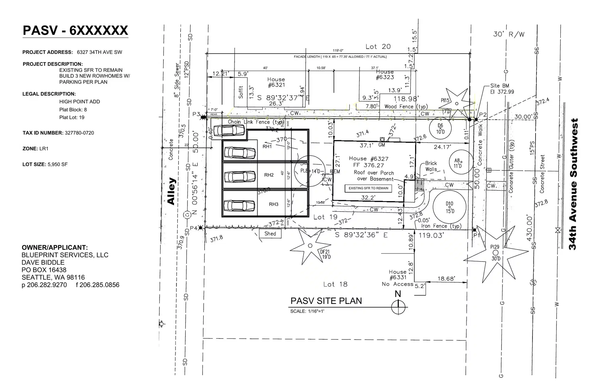 Site plan for 6325 34th Ave SW
