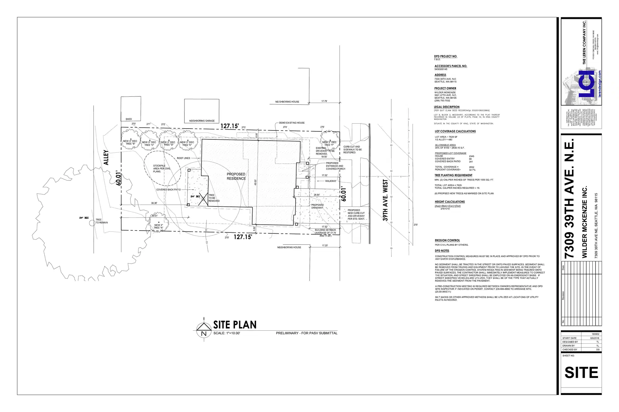 Site plan for 7309 39th Ave NE