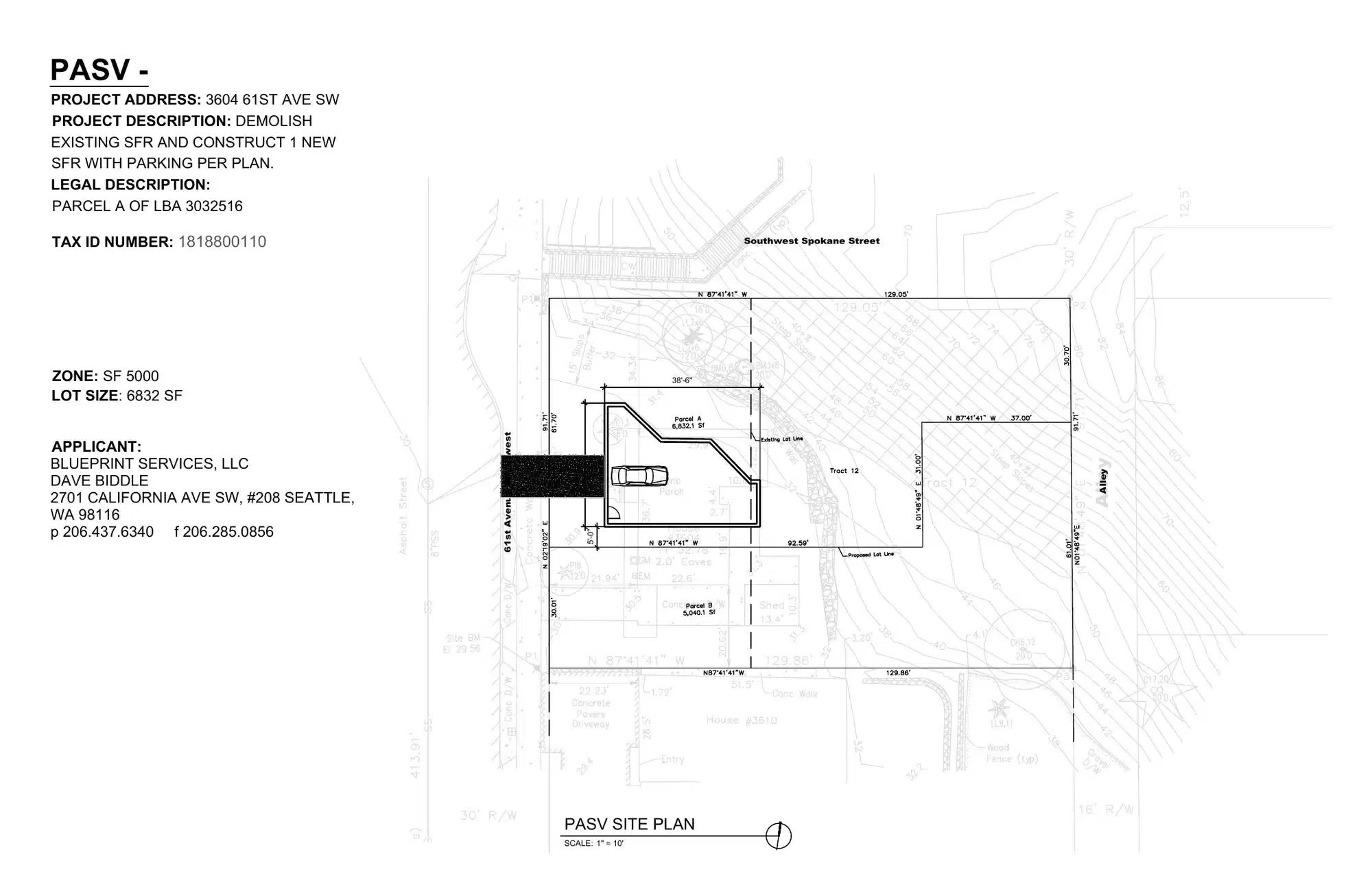 Site plan for 3604 61st Ave SW