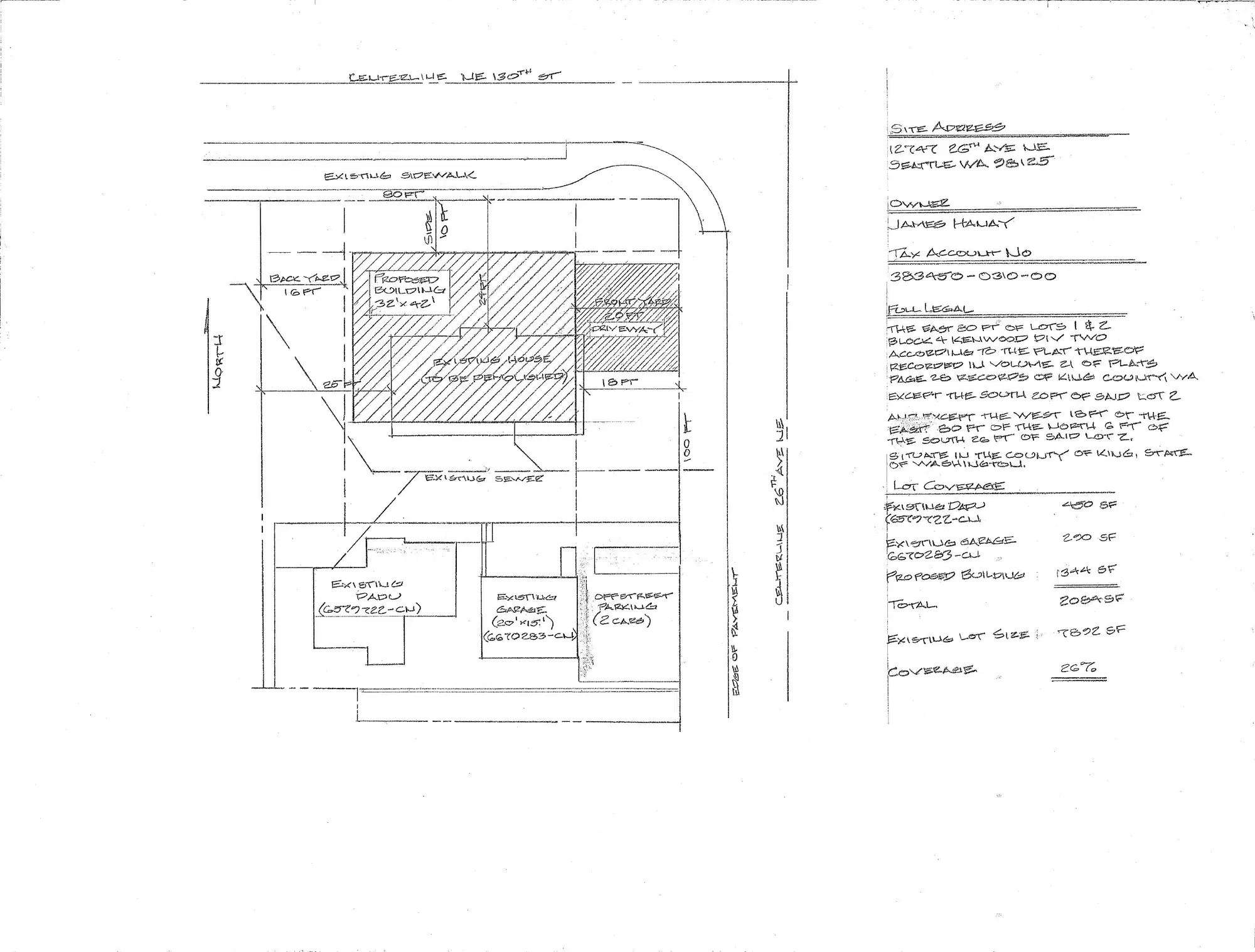 Site plan for 12747 26th Ave NE