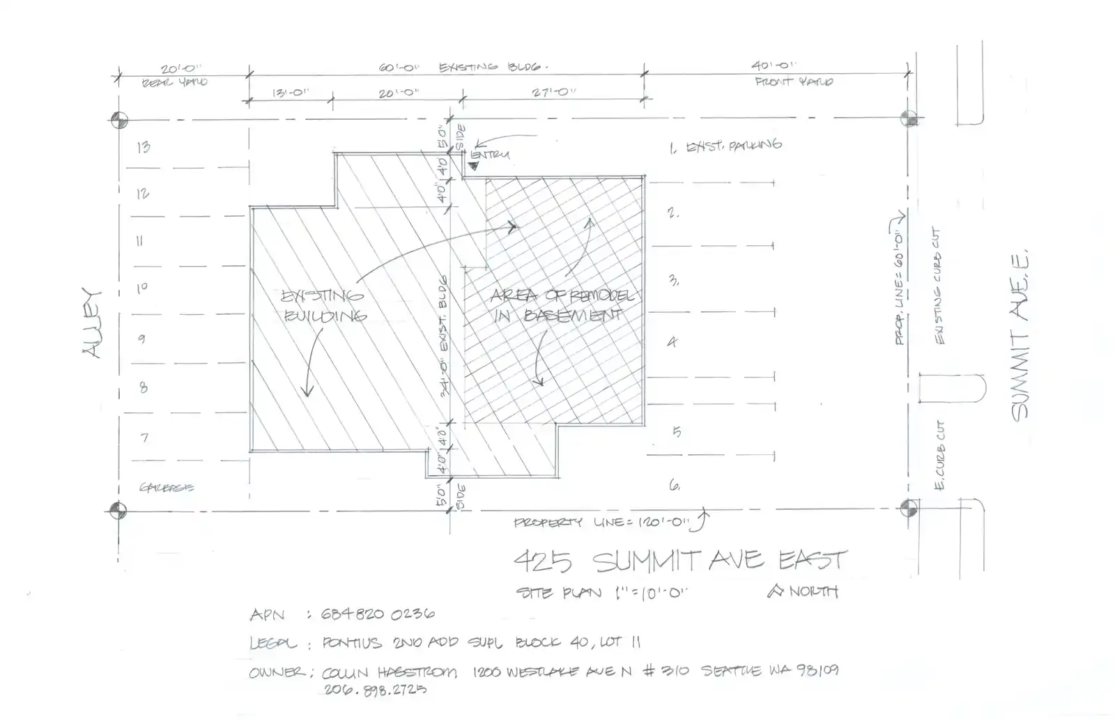 Site plan for 425 Summit Ave E