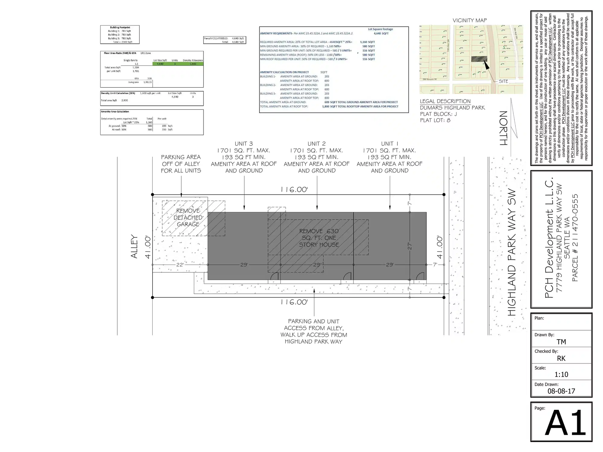 Site plan for 7783 Highland Park Way SW